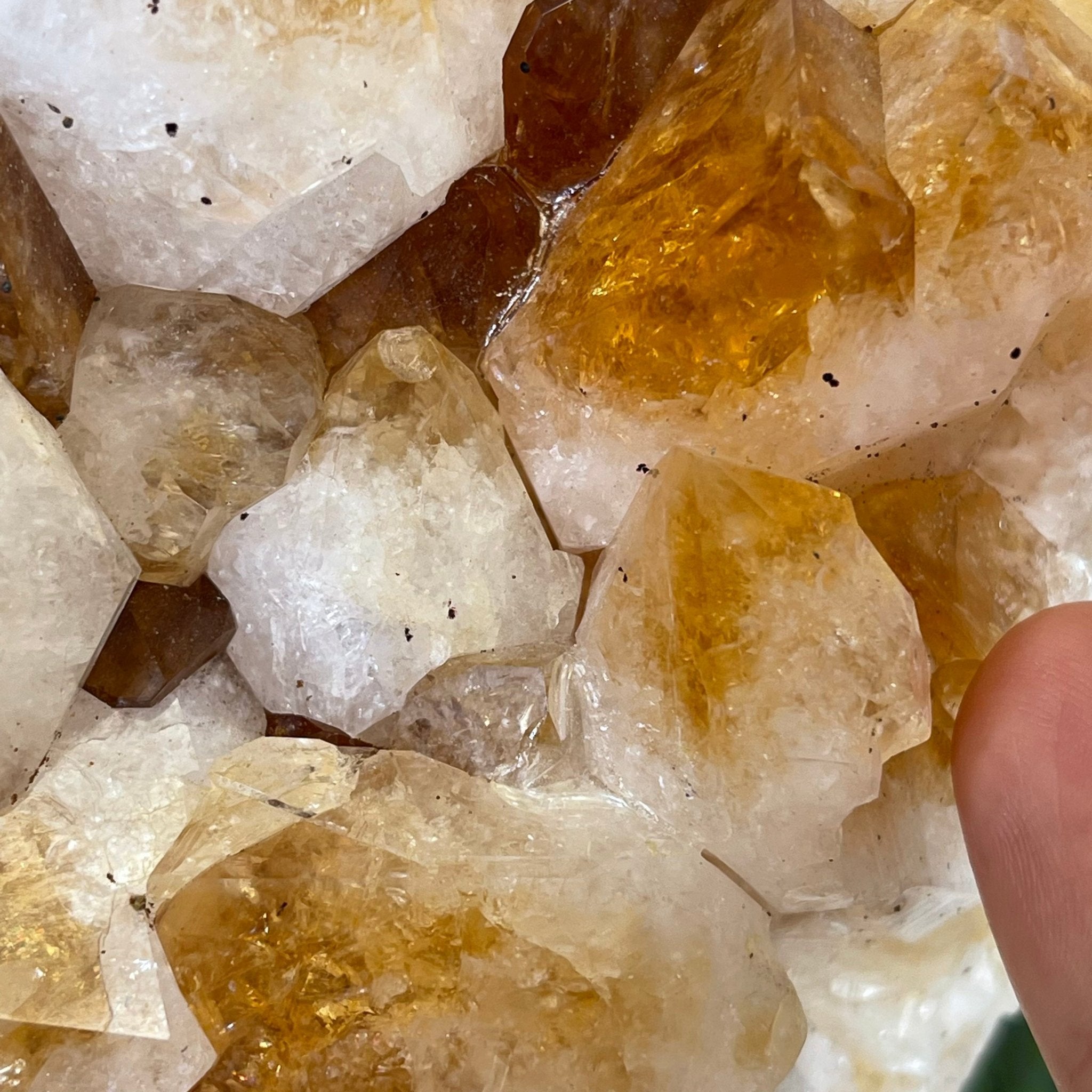 Brazilian Citrine Crystal Cluster, metal base, 14.1 lbs & 12.5" Tall Model #5496-0038 by Brazil Gems - Brazil GemsBrazil GemsBrazilian Citrine Crystal Cluster, metal base, 14.1 lbs & 12.5" Tall Model #5496-0038 by Brazil GemsClusters on Fixed Bases5496-0038