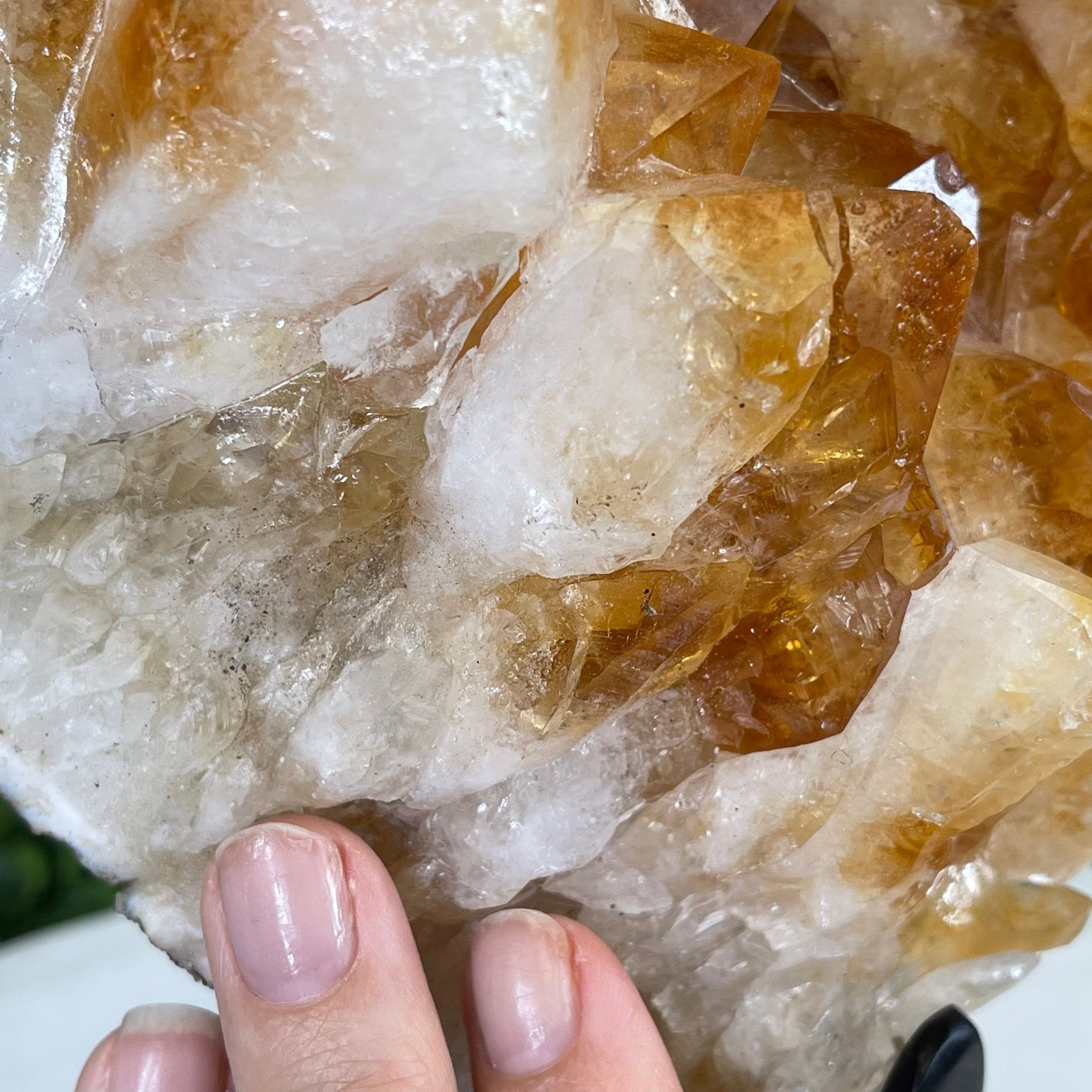 Brazilian Citrine Crystal Cluster, metal base, 14.6 lbs & 11.5" Tall Model #5496-0039 by Brazil Gems - Brazil GemsBrazil GemsBrazilian Citrine Crystal Cluster, metal base, 14.6 lbs & 11.5" Tall Model #5496-0039 by Brazil GemsClusters on Fixed Bases5496-0039