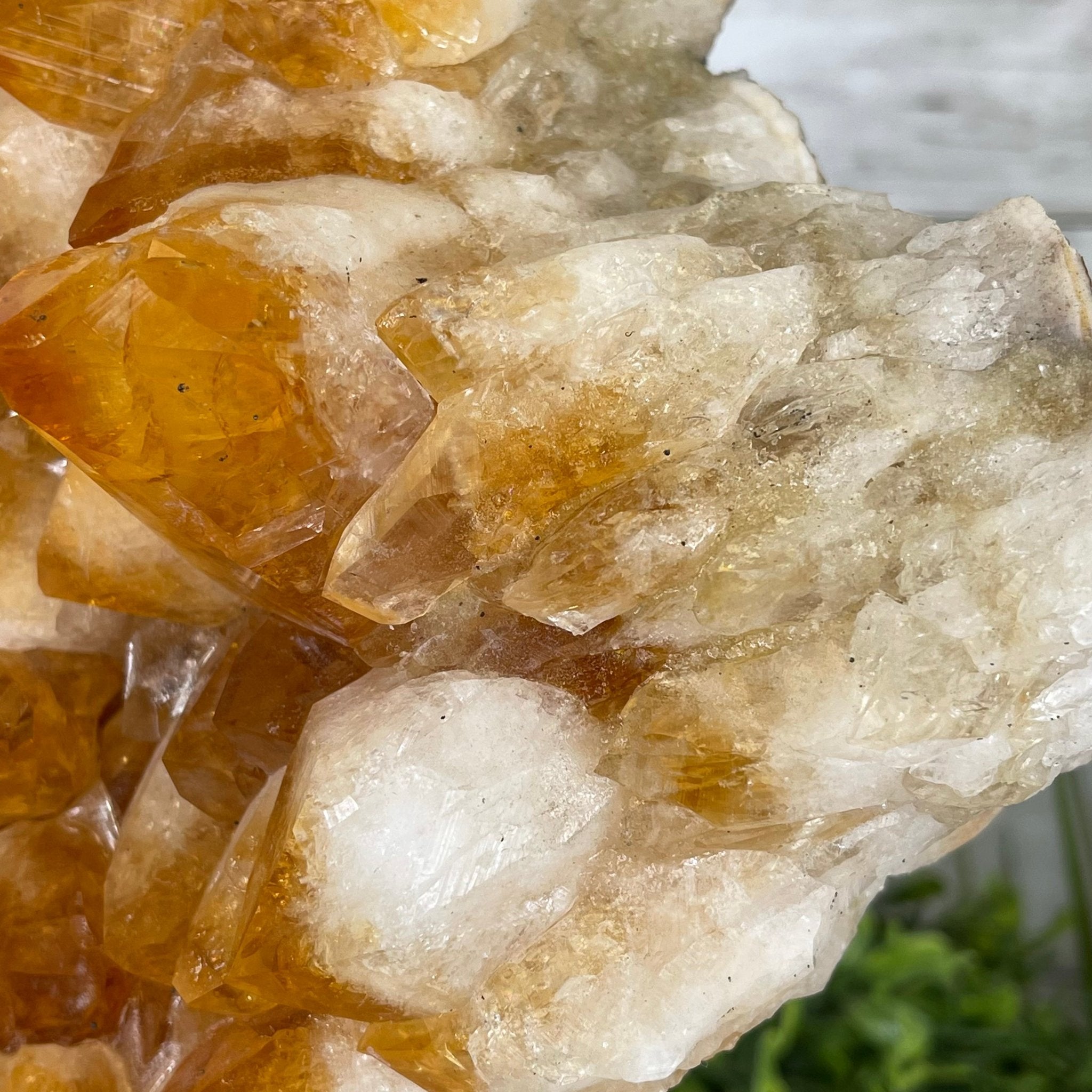 Brazilian Citrine Crystal Cluster, metal base, 14.6 lbs & 11.5" Tall Model #5496-0039 by Brazil Gems - Brazil GemsBrazil GemsBrazilian Citrine Crystal Cluster, metal base, 14.6 lbs & 11.5" Tall Model #5496-0039 by Brazil GemsClusters on Fixed Bases5496-0039
