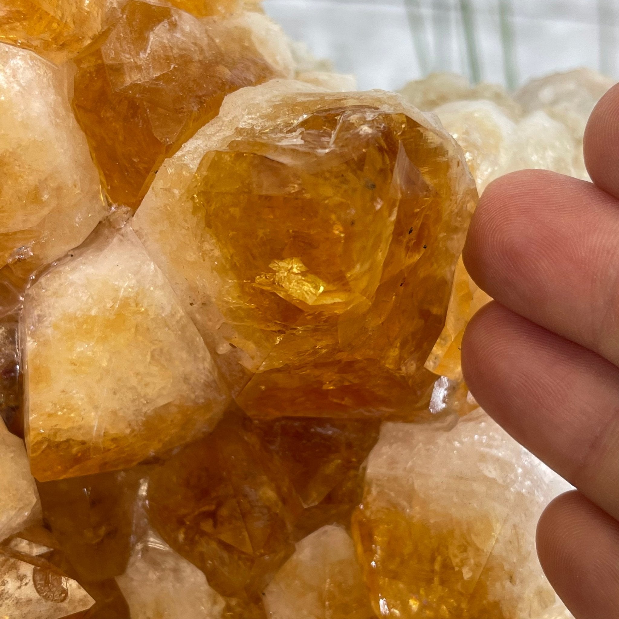 Brazilian Citrine Crystal Cluster, metal base, 14.6 lbs & 11.5" Tall Model #5496-0039 by Brazil Gems - Brazil GemsBrazil GemsBrazilian Citrine Crystal Cluster, metal base, 14.6 lbs & 11.5" Tall Model #5496-0039 by Brazil GemsClusters on Fixed Bases5496-0039