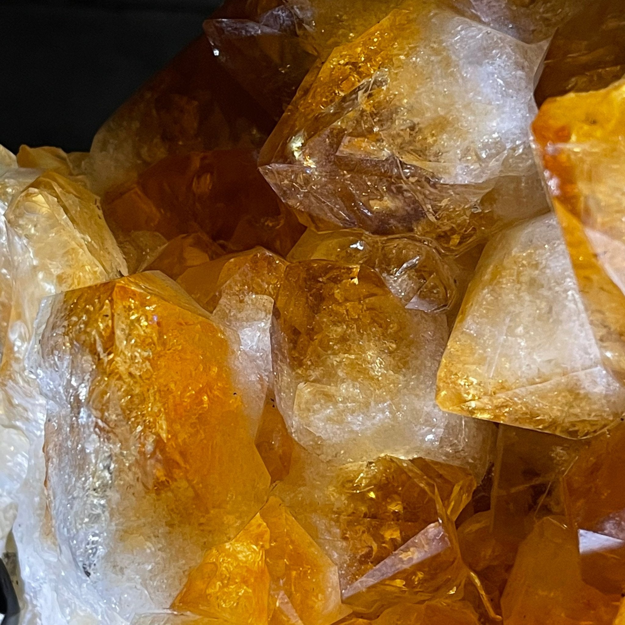 Brazilian Citrine Crystal Cluster, metal base, 14.6 lbs & 11.5" Tall Model #5496-0039 by Brazil Gems - Brazil GemsBrazil GemsBrazilian Citrine Crystal Cluster, metal base, 14.6 lbs & 11.5" Tall Model #5496-0039 by Brazil GemsClusters on Fixed Bases5496-0039