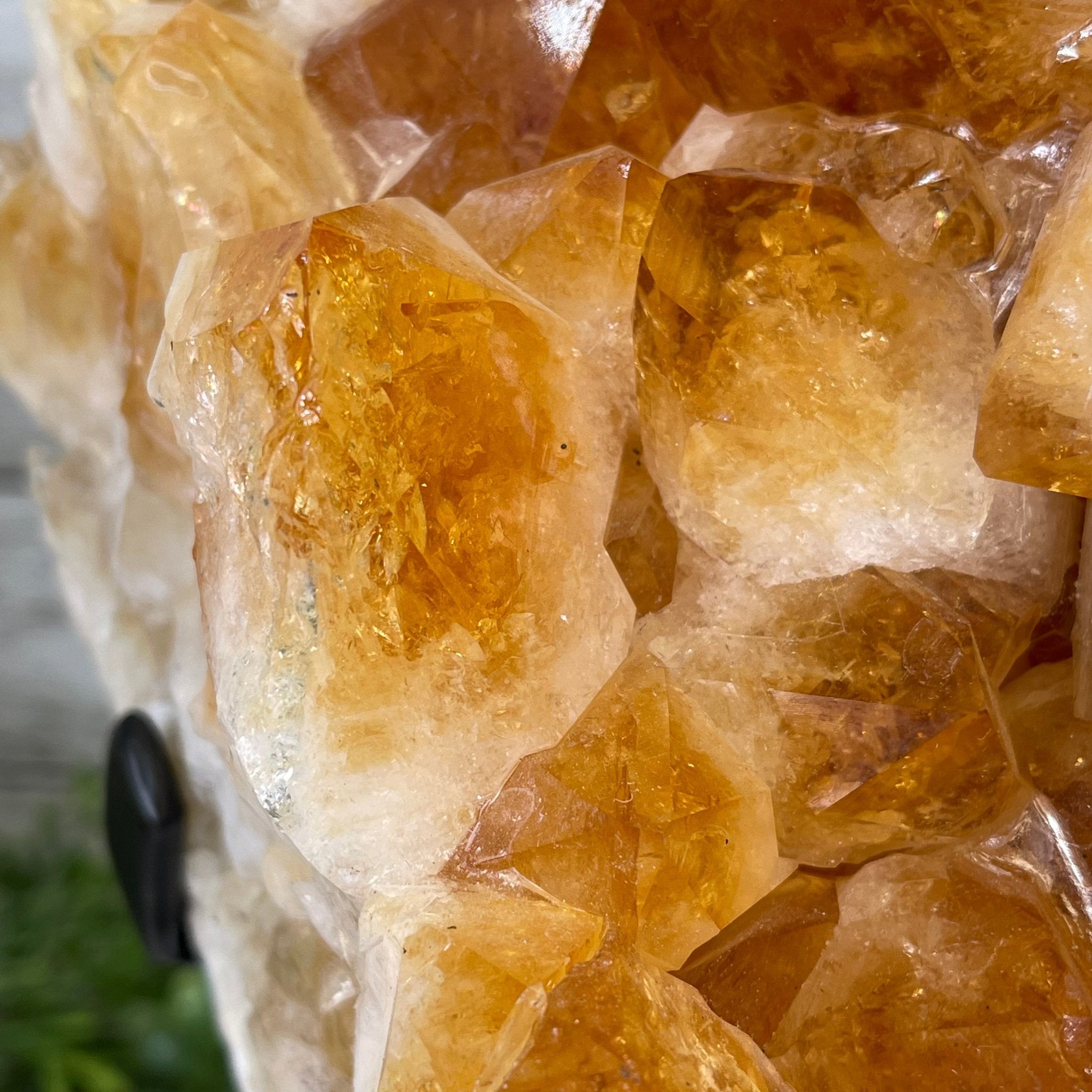 Brazilian Citrine Crystal Cluster, metal base, 14.6 lbs & 11.5" Tall Model #5496-0039 by Brazil Gems - Brazil GemsBrazil GemsBrazilian Citrine Crystal Cluster, metal base, 14.6 lbs & 11.5" Tall Model #5496-0039 by Brazil GemsClusters on Fixed Bases5496-0039