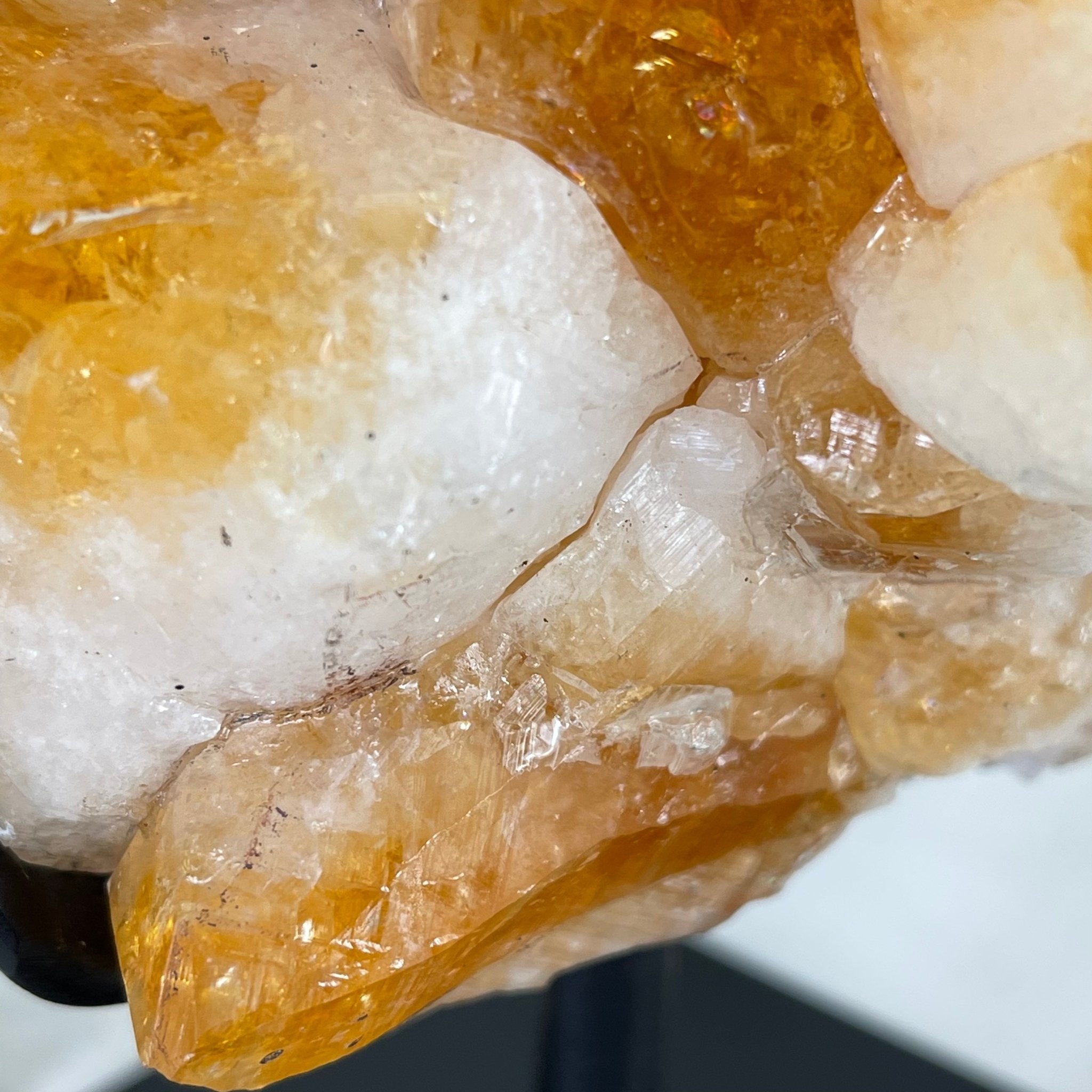 Brazilian Citrine Crystal Cluster, metal base, 17.4 lbs & 12" Tall Model #5496-0045 by Brazil Gems - Brazil GemsBrazil GemsBrazilian Citrine Crystal Cluster, metal base, 17.4 lbs & 12" Tall Model #5496-0045 by Brazil GemsClusters on Fixed Bases5496-0045