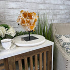 Brazilian Citrine Crystal Cluster, metal base, 17.4 lbs & 12" Tall Model #5496-0045 by Brazil Gems - Brazil GemsBrazil GemsBrazilian Citrine Crystal Cluster, metal base, 17.4 lbs & 12" Tall Model #5496-0045 by Brazil GemsClusters on Fixed Bases5496-0045