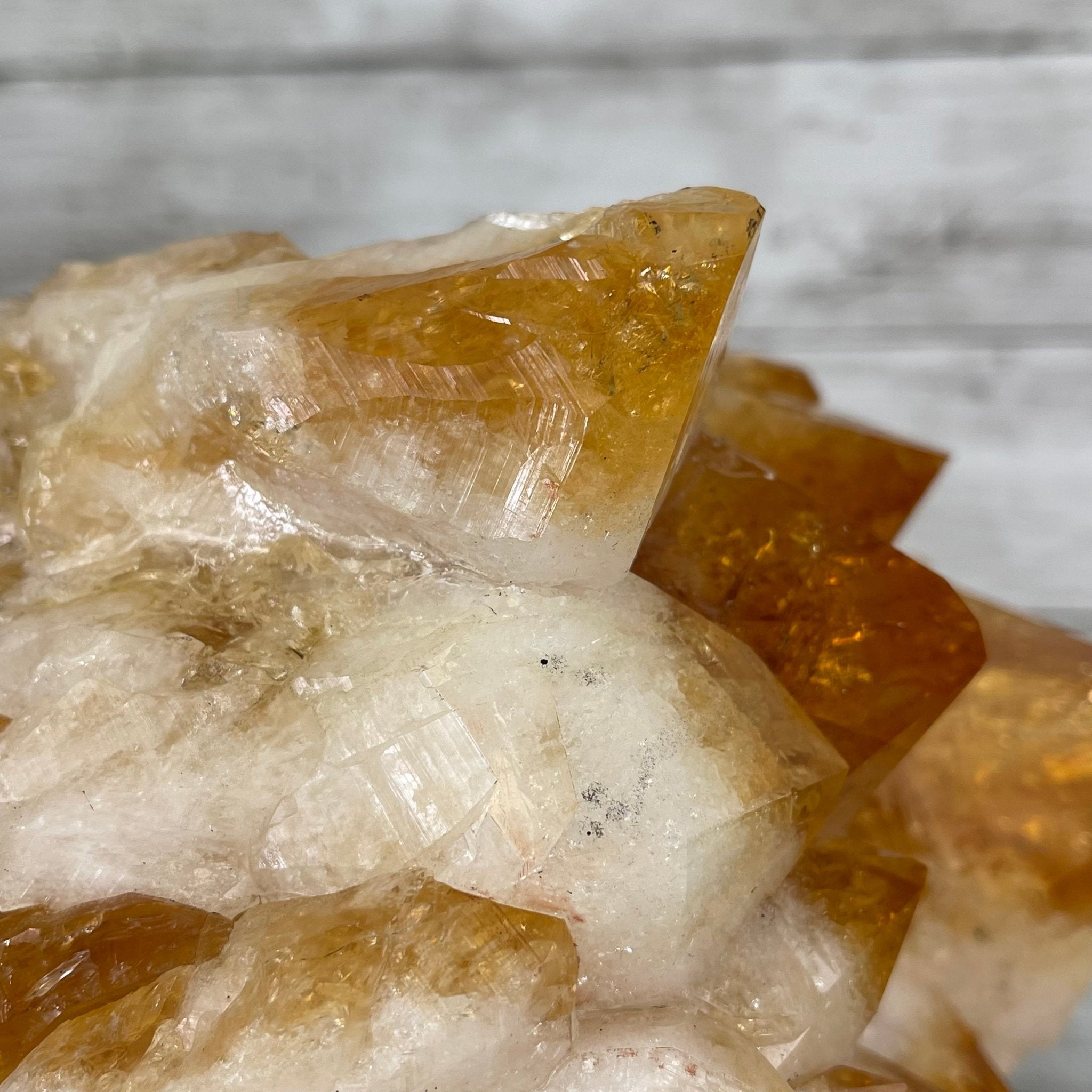 Brazilian Citrine Crystal Cluster, metal base, 17.4 lbs & 12" Tall Model #5496-0045 by Brazil Gems - Brazil GemsBrazil GemsBrazilian Citrine Crystal Cluster, metal base, 17.4 lbs & 12" Tall Model #5496-0045 by Brazil GemsClusters on Fixed Bases5496-0045