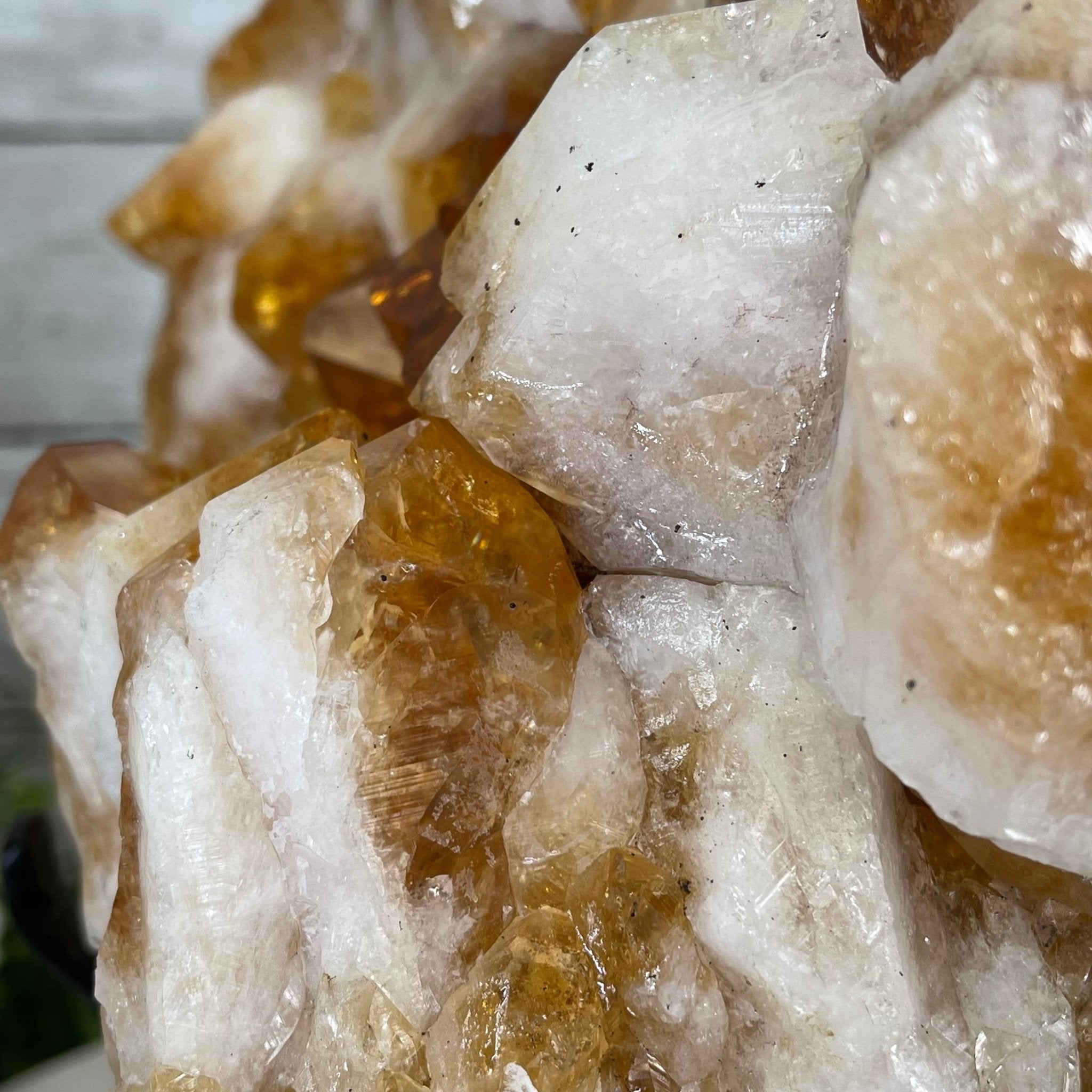 Brazilian Citrine Crystal Cluster, metal base, 21.6 lbs & 10.8" Tall Model #5496-0048 by Brazil Gems - Brazil GemsBrazil GemsBrazilian Citrine Crystal Cluster, metal base, 21.6 lbs & 10.8" Tall Model #5496-0048 by Brazil GemsClusters on Fixed Bases5496-0048