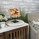 Brazilian Citrine Crystal Cluster, metal base, 21.6 lbs & 10.8" Tall Model #5496-0048 by Brazil Gems - Brazil GemsBrazil GemsBrazilian Citrine Crystal Cluster, metal base, 21.6 lbs & 10.8" Tall Model #5496-0048 by Brazil GemsClusters on Fixed Bases5496-0048