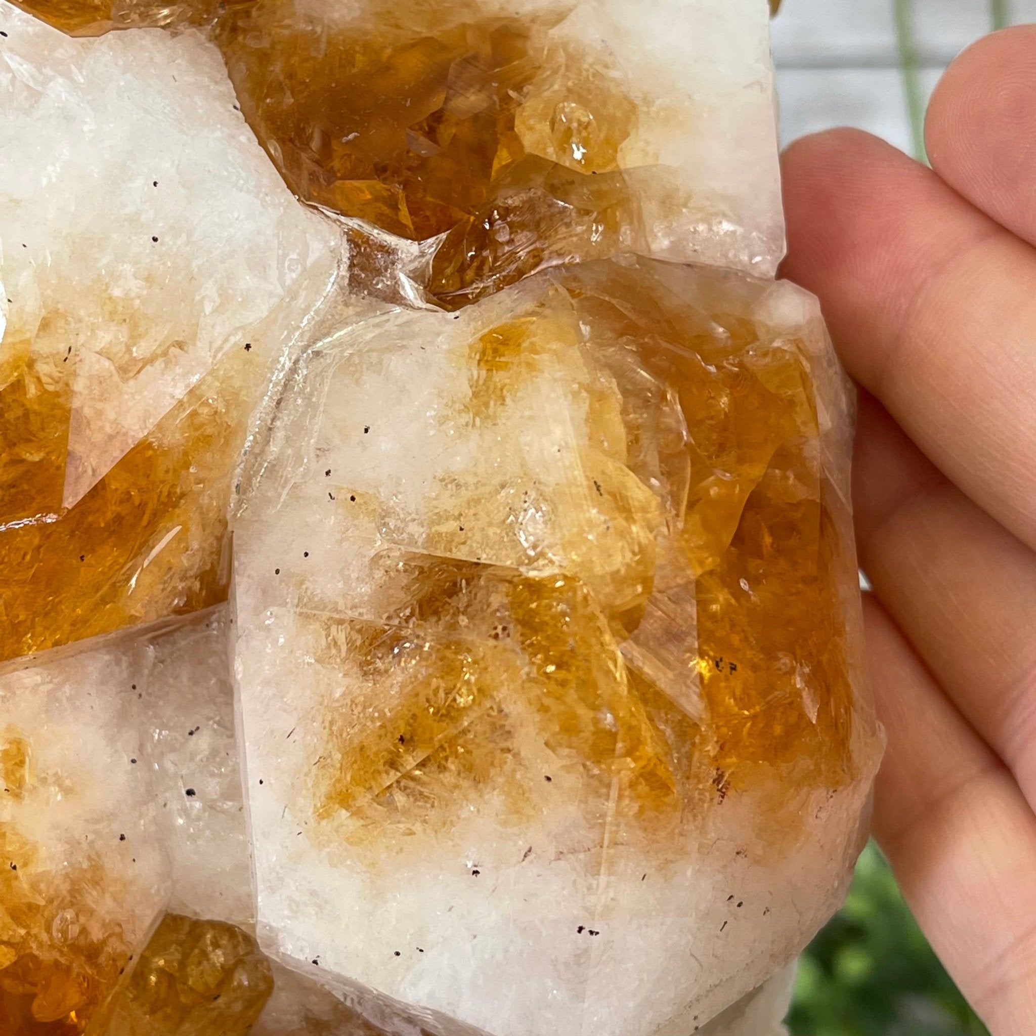 Brazilian Citrine Crystal Cluster, metal base, 21.8 lbs & 13" Tall Model #5496-0049 by Brazil Gems - Brazil GemsBrazil GemsBrazilian Citrine Crystal Cluster, metal base, 21.8 lbs & 13" Tall Model #5496-0049 by Brazil GemsClusters on Fixed Bases5496-0049