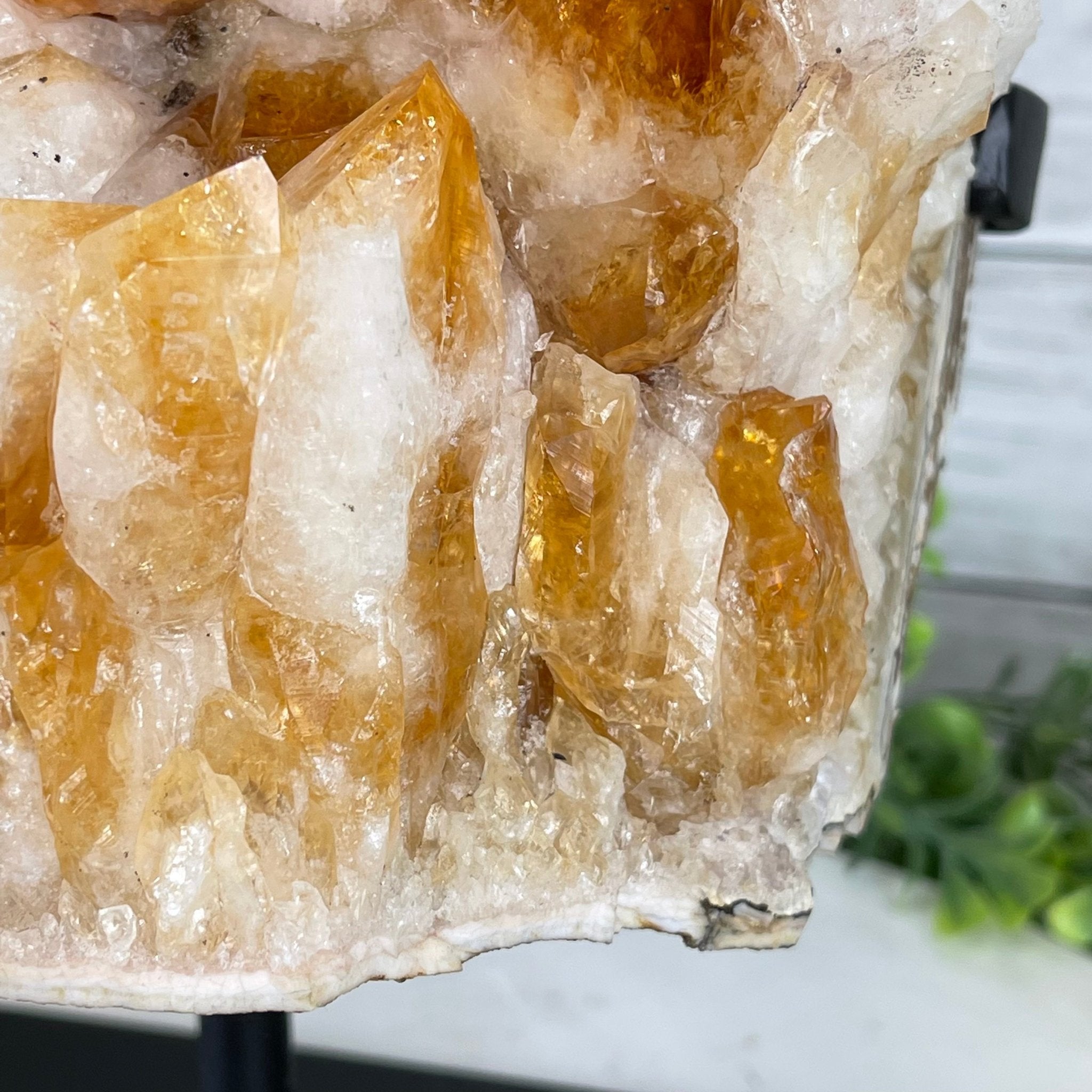 Brazilian Citrine Crystal Cluster, metal base, 21.8 lbs & 13" Tall Model #5496-0049 by Brazil Gems - Brazil GemsBrazil GemsBrazilian Citrine Crystal Cluster, metal base, 21.8 lbs & 13" Tall Model #5496-0049 by Brazil GemsClusters on Fixed Bases5496-0049
