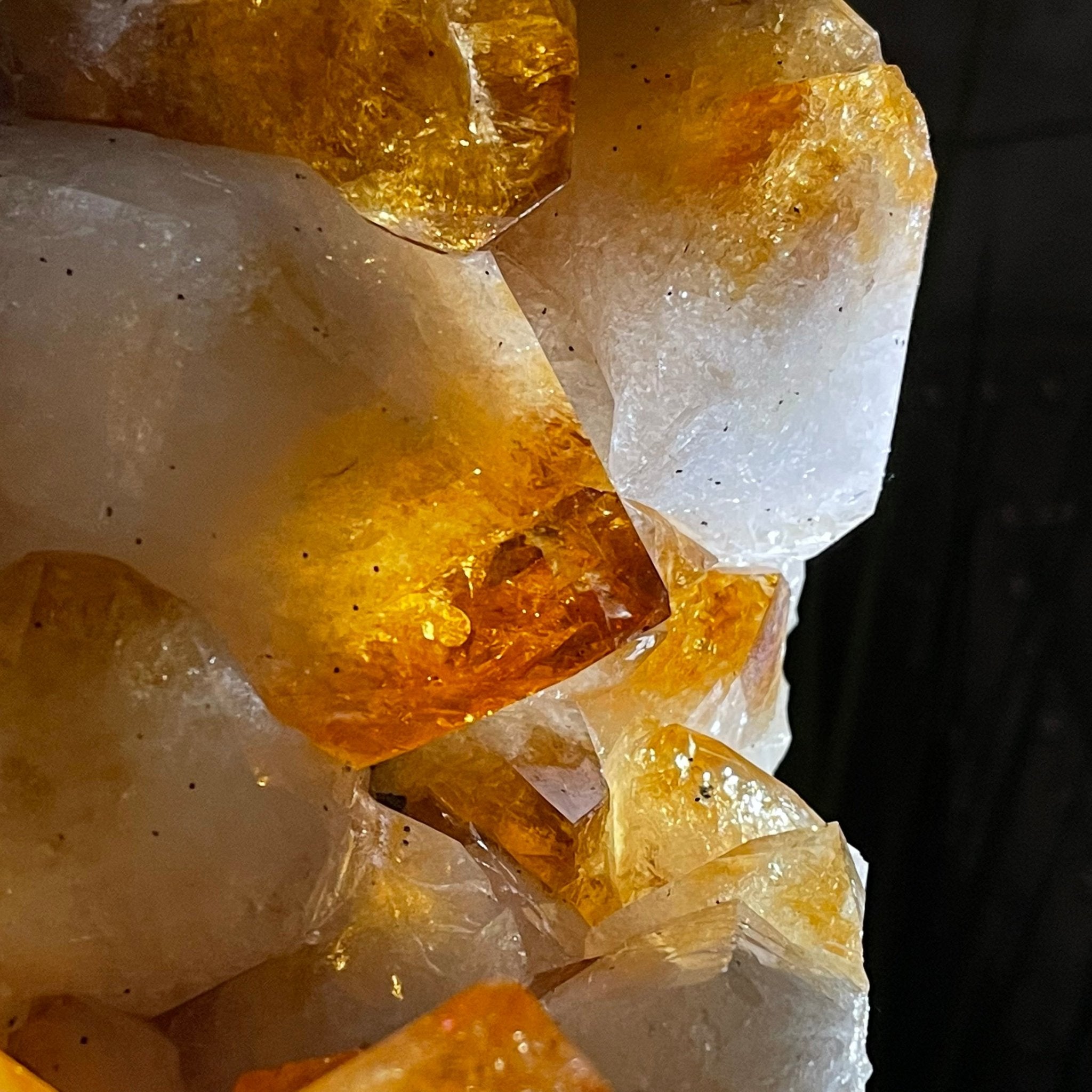 Brazilian Citrine Crystal Cluster, metal base, 21.8 lbs & 13" Tall Model #5496-0049 by Brazil Gems - Brazil GemsBrazil GemsBrazilian Citrine Crystal Cluster, metal base, 21.8 lbs & 13" Tall Model #5496-0049 by Brazil GemsClusters on Fixed Bases5496-0049