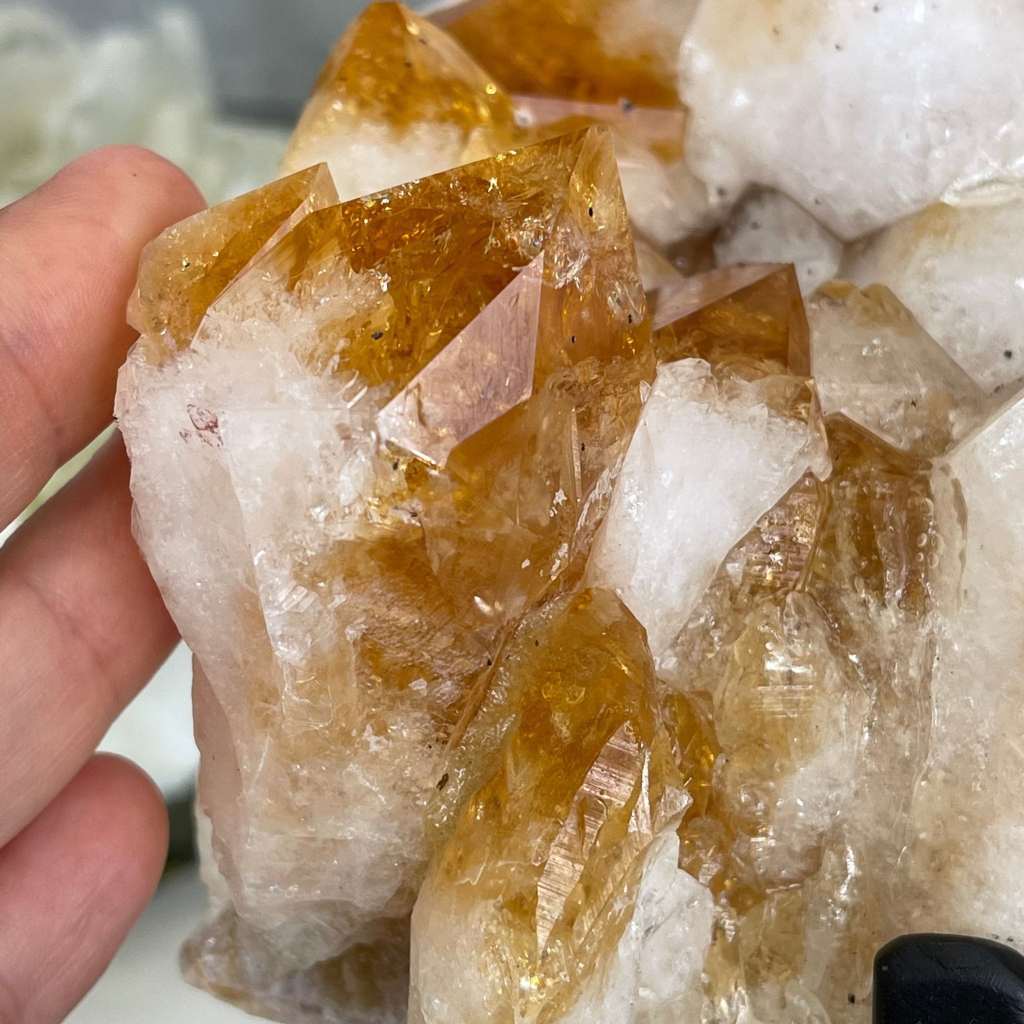 Brazilian Citrine Crystal Cluster, metal base, 21.8 lbs & 13" Tall Model #5496-0049 by Brazil Gems - Brazil GemsBrazil GemsBrazilian Citrine Crystal Cluster, metal base, 21.8 lbs & 13" Tall Model #5496-0049 by Brazil GemsClusters on Fixed Bases5496-0049