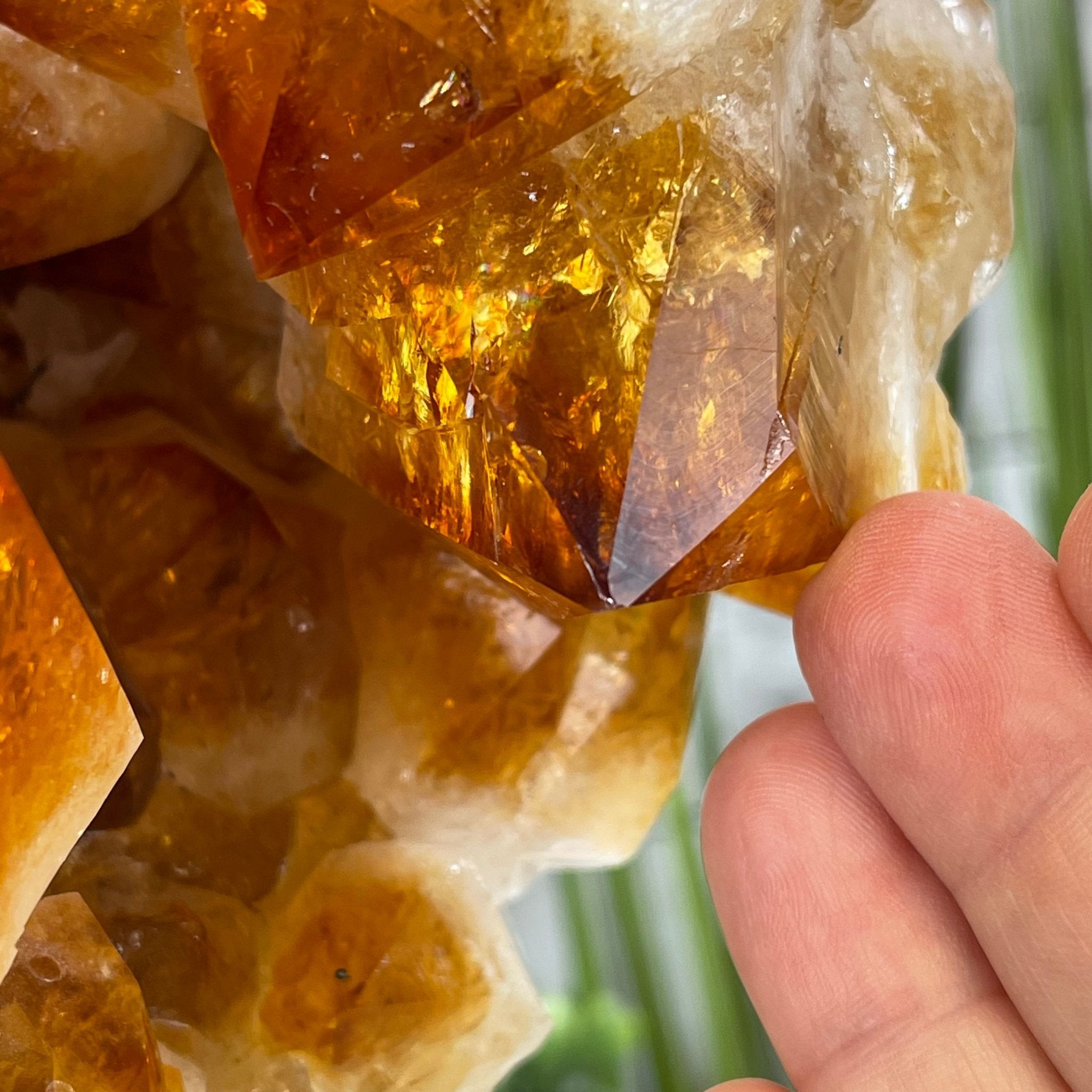 Brazilian Citrine Crystal Cluster, metal base, 26.2 lbs & 16.5" Tall Model #5496-0050 by Brazil Gems - Brazil GemsBrazil GemsBrazilian Citrine Crystal Cluster, metal base, 26.2 lbs & 16.5" Tall Model #5496-0050 by Brazil GemsClusters on Fixed Bases5496-0050