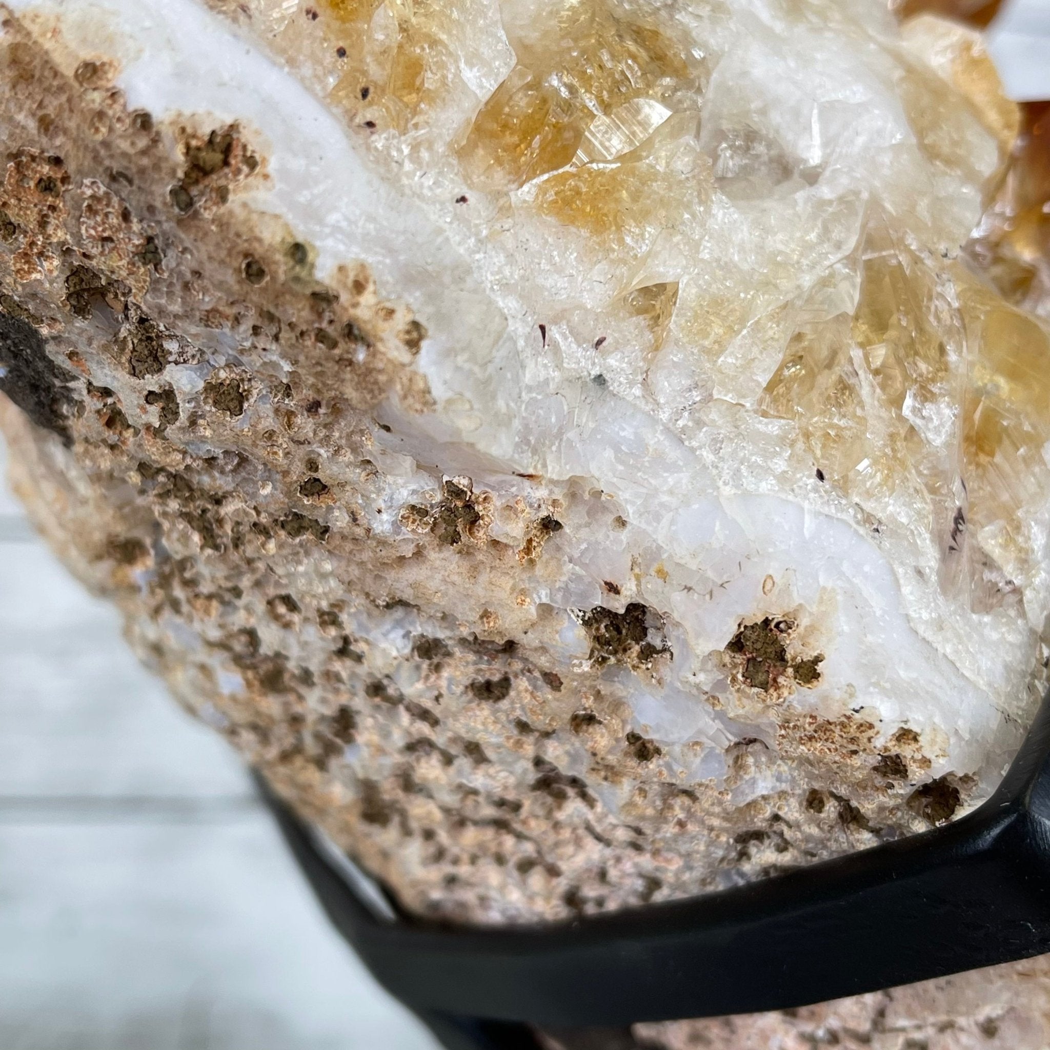 Brazilian Citrine Crystal Cluster, metal base, 26.2 lbs & 16.5" Tall Model #5496-0050 by Brazil Gems - Brazil GemsBrazil GemsBrazilian Citrine Crystal Cluster, metal base, 26.2 lbs & 16.5" Tall Model #5496-0050 by Brazil GemsClusters on Fixed Bases5496-0050