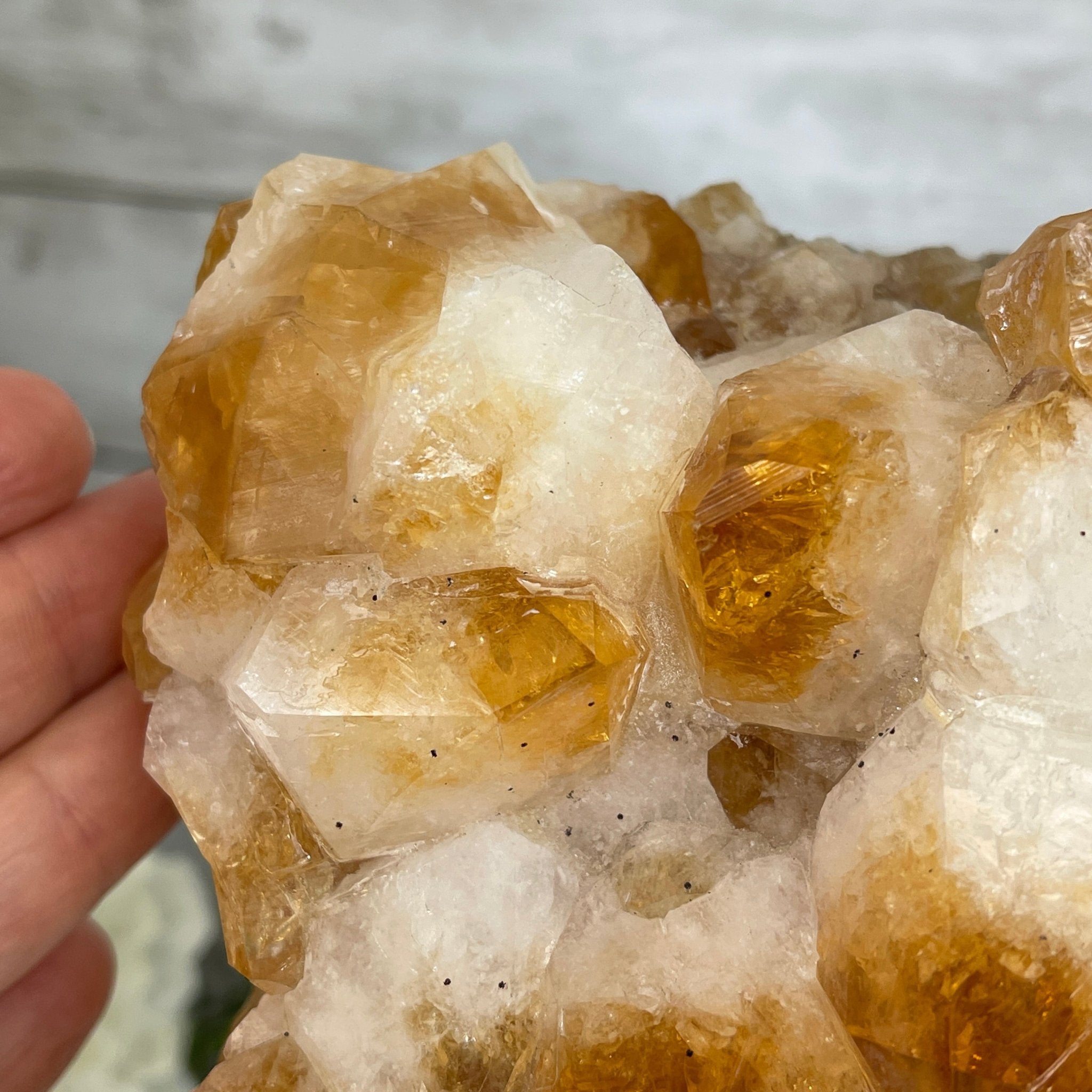 Brazilian Citrine Crystal Cluster, metal base, 9.3 lbs & 10.5" Tall Model #5496-0022 by Brazil Gems - Brazil GemsBrazil GemsBrazilian Citrine Crystal Cluster, metal base, 9.3 lbs & 10.5" Tall Model #5496-0022 by Brazil GemsClusters on Fixed Bases5496-0022