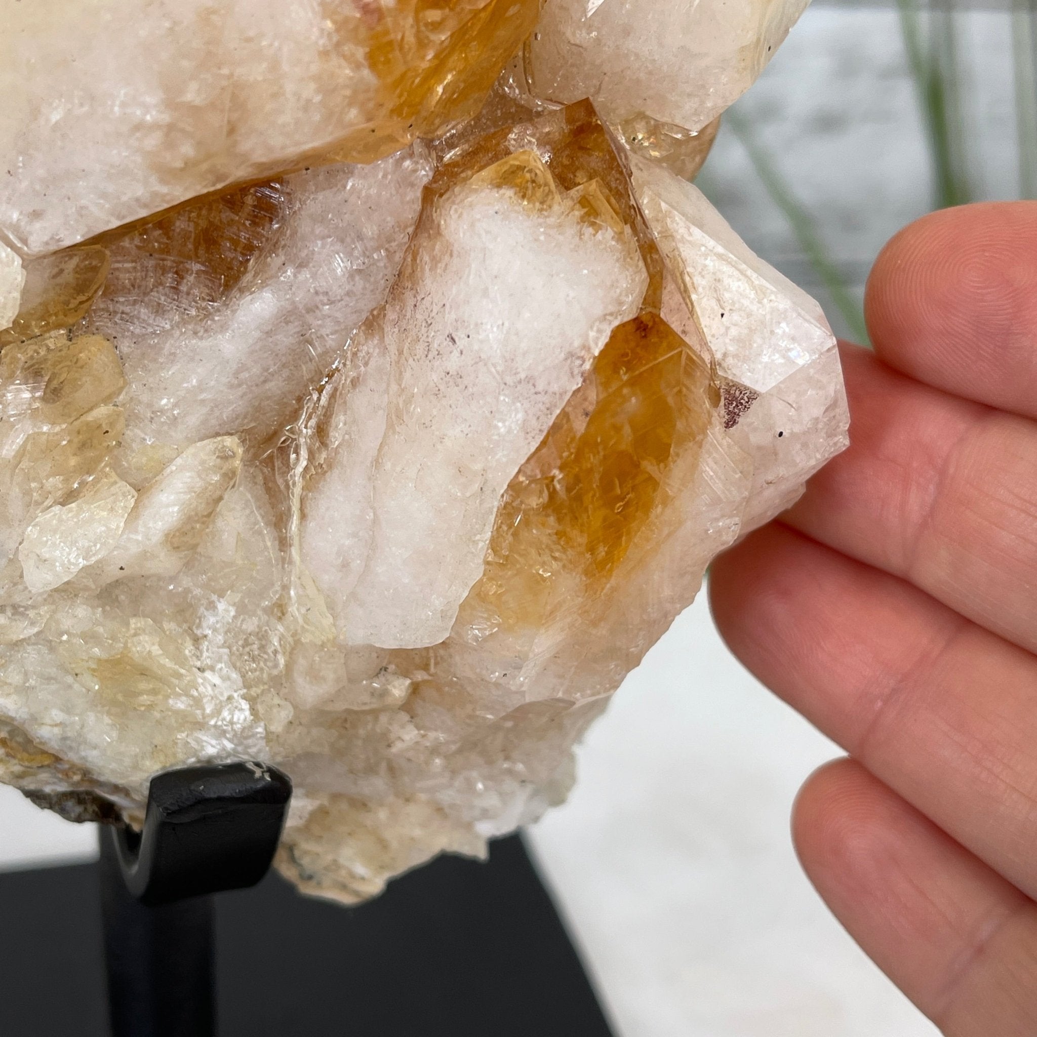Brazilian Citrine Crystal Cluster, metal base, 9.3 lbs & 10.5" Tall Model #5496-0022 by Brazil Gems - Brazil GemsBrazil GemsBrazilian Citrine Crystal Cluster, metal base, 9.3 lbs & 10.5" Tall Model #5496-0022 by Brazil GemsClusters on Fixed Bases5496-0022