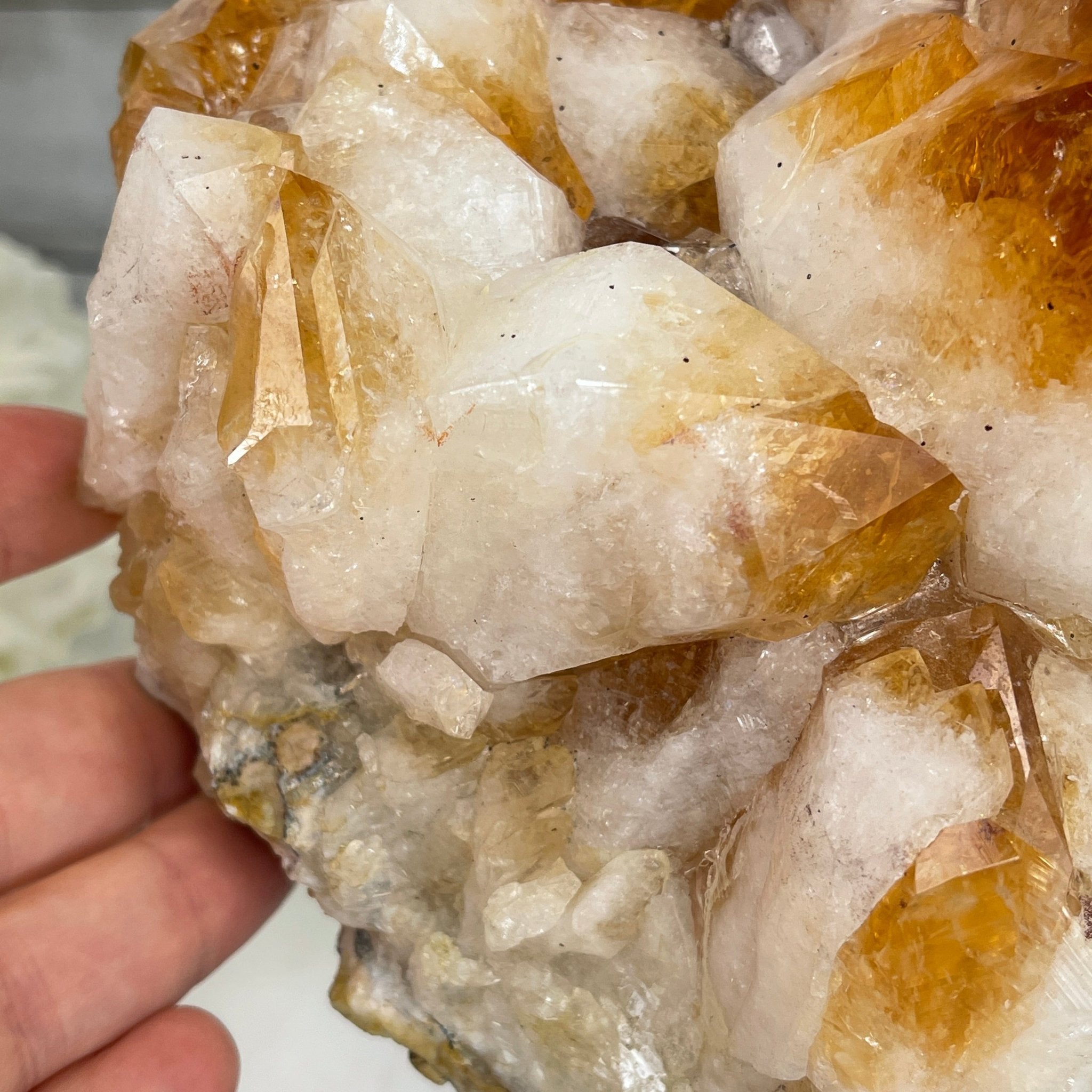 Brazilian Citrine Crystal Cluster, metal base, 9.3 lbs & 10.5" Tall Model #5496-0022 by Brazil Gems - Brazil GemsBrazil GemsBrazilian Citrine Crystal Cluster, metal base, 9.3 lbs & 10.5" Tall Model #5496-0022 by Brazil GemsClusters on Fixed Bases5496-0022