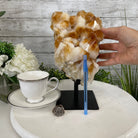 Brazilian Citrine Crystal Cluster, metal base, 9.3 lbs & 10.5" Tall Model #5496-0022 by Brazil Gems - Brazil GemsBrazil GemsBrazilian Citrine Crystal Cluster, metal base, 9.3 lbs & 10.5" Tall Model #5496-0022 by Brazil GemsClusters on Fixed Bases5496-0022