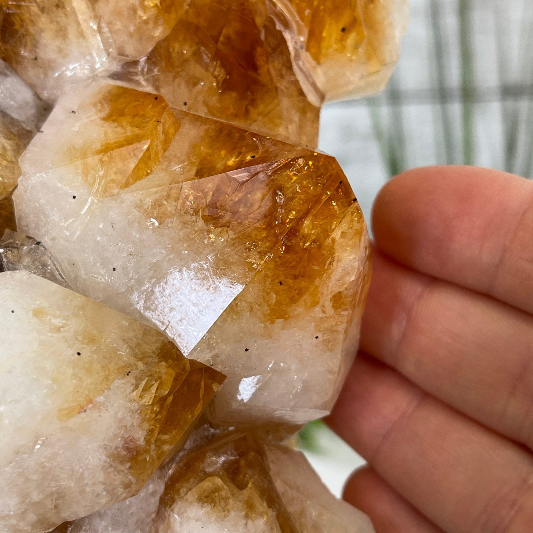Brazilian Citrine Crystal Cluster, metal base, 9.3 lbs & 10.5" Tall Model #5496-0022 by Brazil Gems - Brazil GemsBrazil GemsBrazilian Citrine Crystal Cluster, metal base, 9.3 lbs & 10.5" Tall Model #5496-0022 by Brazil GemsClusters on Fixed Bases5496-0022