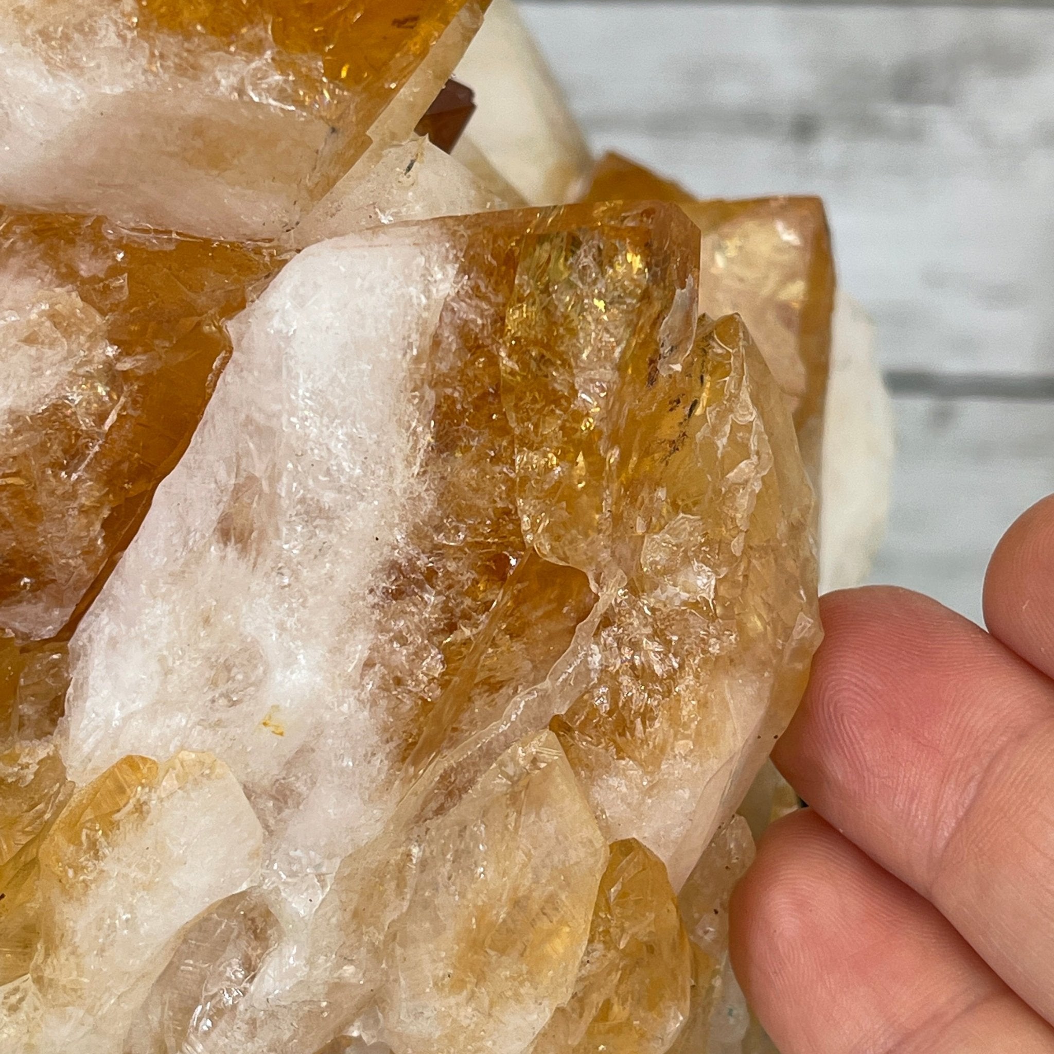 Brazilian Citrine Crystal Cluster, metal base, 9.5 lbs & 10" Tall Model #5496-0023 by Brazil Gems - Brazil GemsBrazil GemsBrazilian Citrine Crystal Cluster, metal base, 9.5 lbs & 10" Tall Model #5496-0023 by Brazil GemsClusters on Fixed Bases5496-0023