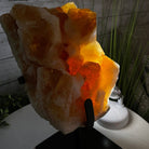 Brazilian Citrine Crystal Cluster, metal base, 9.5 lbs & 10" Tall Model #5496-0023 by Brazil Gems - Brazil GemsBrazil GemsBrazilian Citrine Crystal Cluster, metal base, 9.5 lbs & 10" Tall Model #5496-0023 by Brazil GemsClusters on Fixed Bases5496-0023