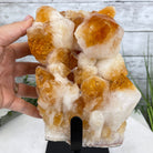 Brazilian Citrine Crystal Cluster, metal base, 9.5 lbs & 10" Tall Model #5496-0023 by Brazil Gems - Brazil GemsBrazil GemsBrazilian Citrine Crystal Cluster, metal base, 9.5 lbs & 10" Tall Model #5496-0023 by Brazil GemsClusters on Fixed Bases5496-0023