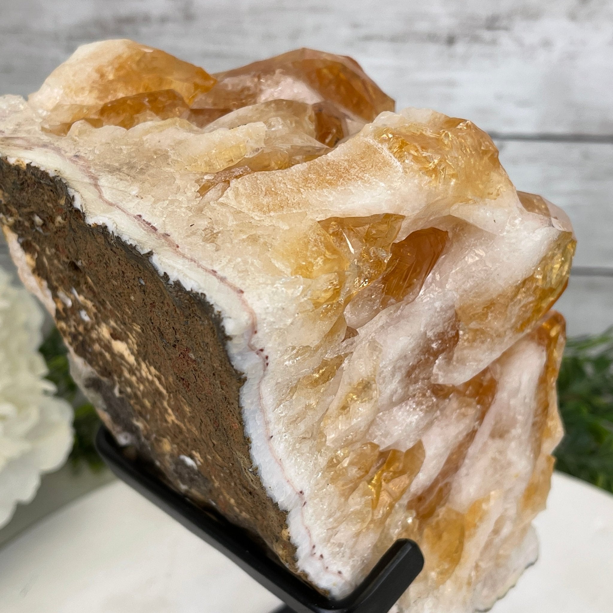 Brazilian Citrine Crystal Cluster, metal base, 9.5 lbs & 10" Tall Model #5496-0023 by Brazil Gems - Brazil GemsBrazil GemsBrazilian Citrine Crystal Cluster, metal base, 9.5 lbs & 10" Tall Model #5496-0023 by Brazil GemsClusters on Fixed Bases5496-0023