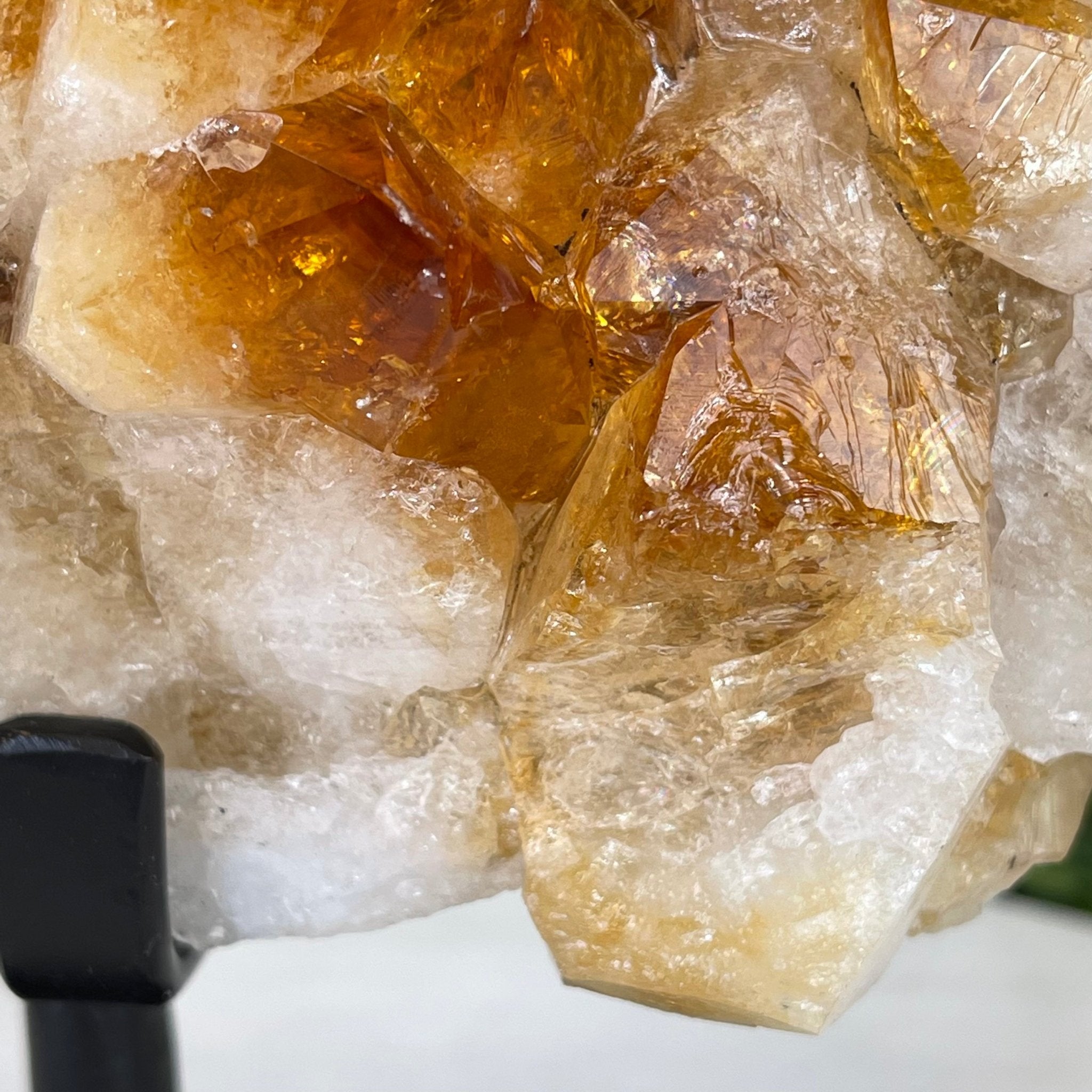 Brazilian Citrine Crystal Cluster, metal base, 9.9 lbs & 8" Tall Model #5496-0027 by Brazil Gems - Brazil GemsBrazil GemsBrazilian Citrine Crystal Cluster, metal base, 9.9 lbs & 8" Tall Model #5496-0027 by Brazil GemsClusters on Fixed Bases5496-0027