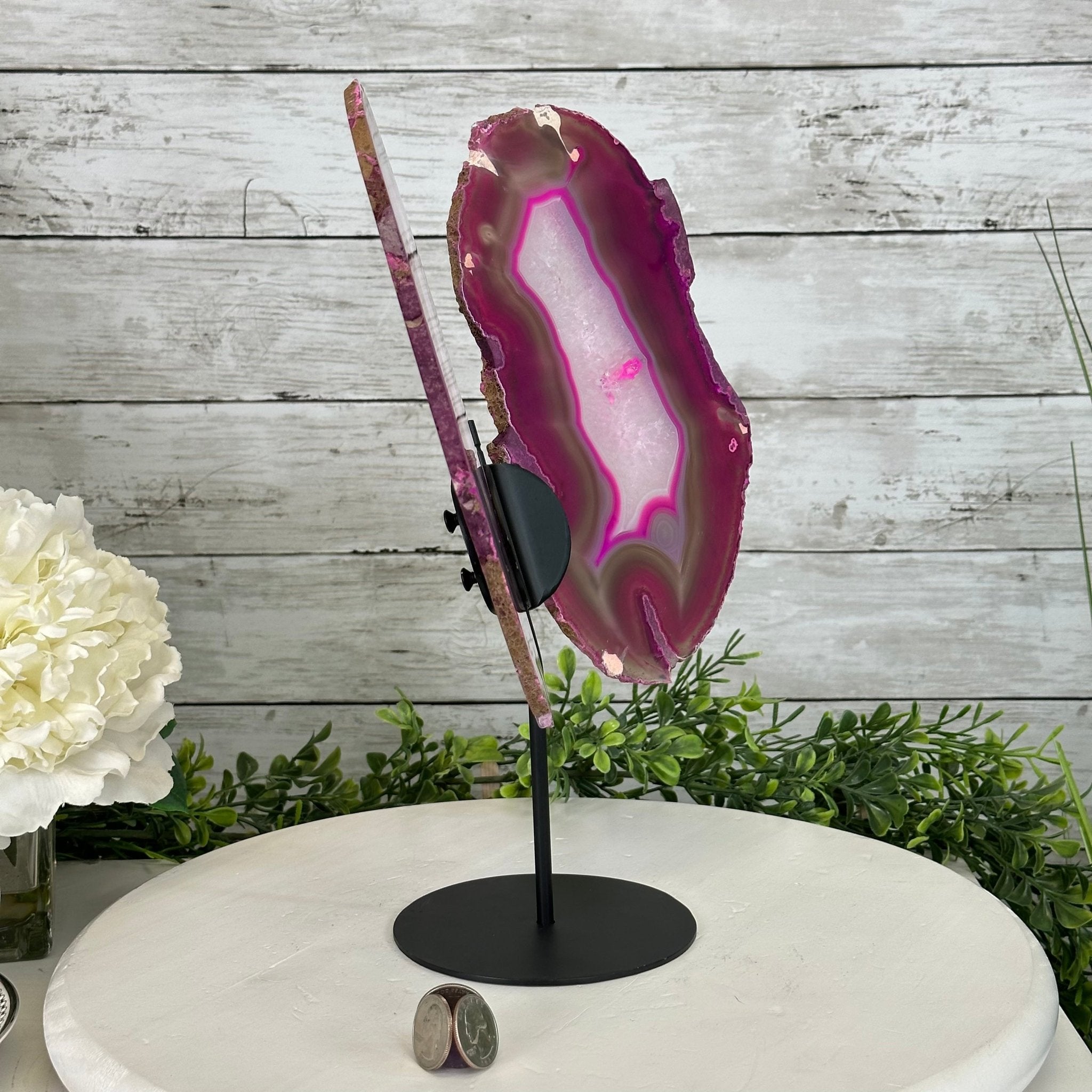 Brazilian Pink Agate "Butterfly Wings", Dyed Pink, 12.8" Tall #5050PA-069 by Brazil Gems - Brazil GemsBrazil GemsBrazilian Pink Agate "Butterfly Wings", Dyed Pink, 12.8" Tall #5050PA-069 by Brazil GemsAgate Butterfly Wings5050PA-069