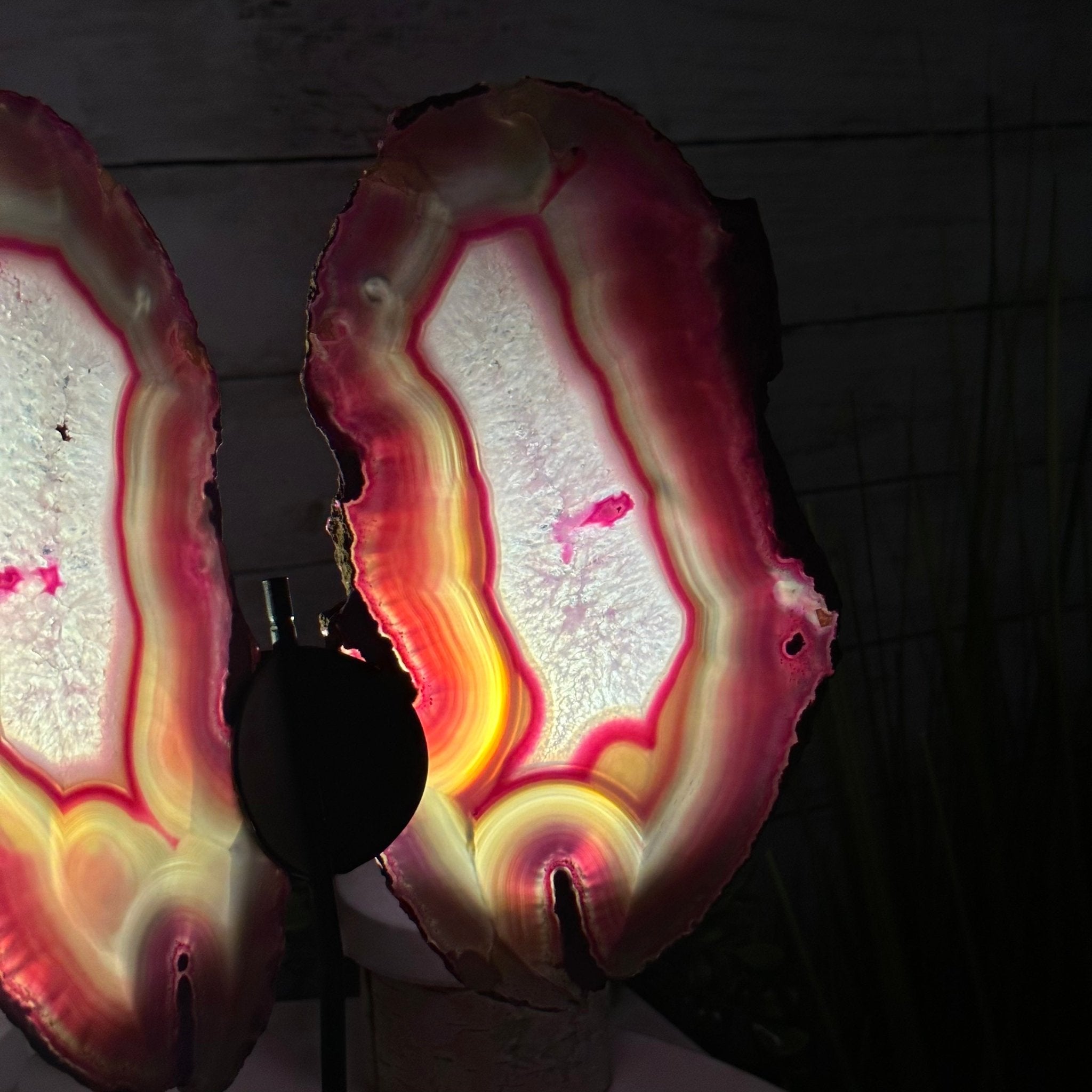 Brazilian Pink Agate "Butterfly Wings", Dyed Pink, 12.8" Tall #5050PA-069 by Brazil Gems - Brazil GemsBrazil GemsBrazilian Pink Agate "Butterfly Wings", Dyed Pink, 12.8" Tall #5050PA-069 by Brazil GemsAgate Butterfly Wings5050PA-069