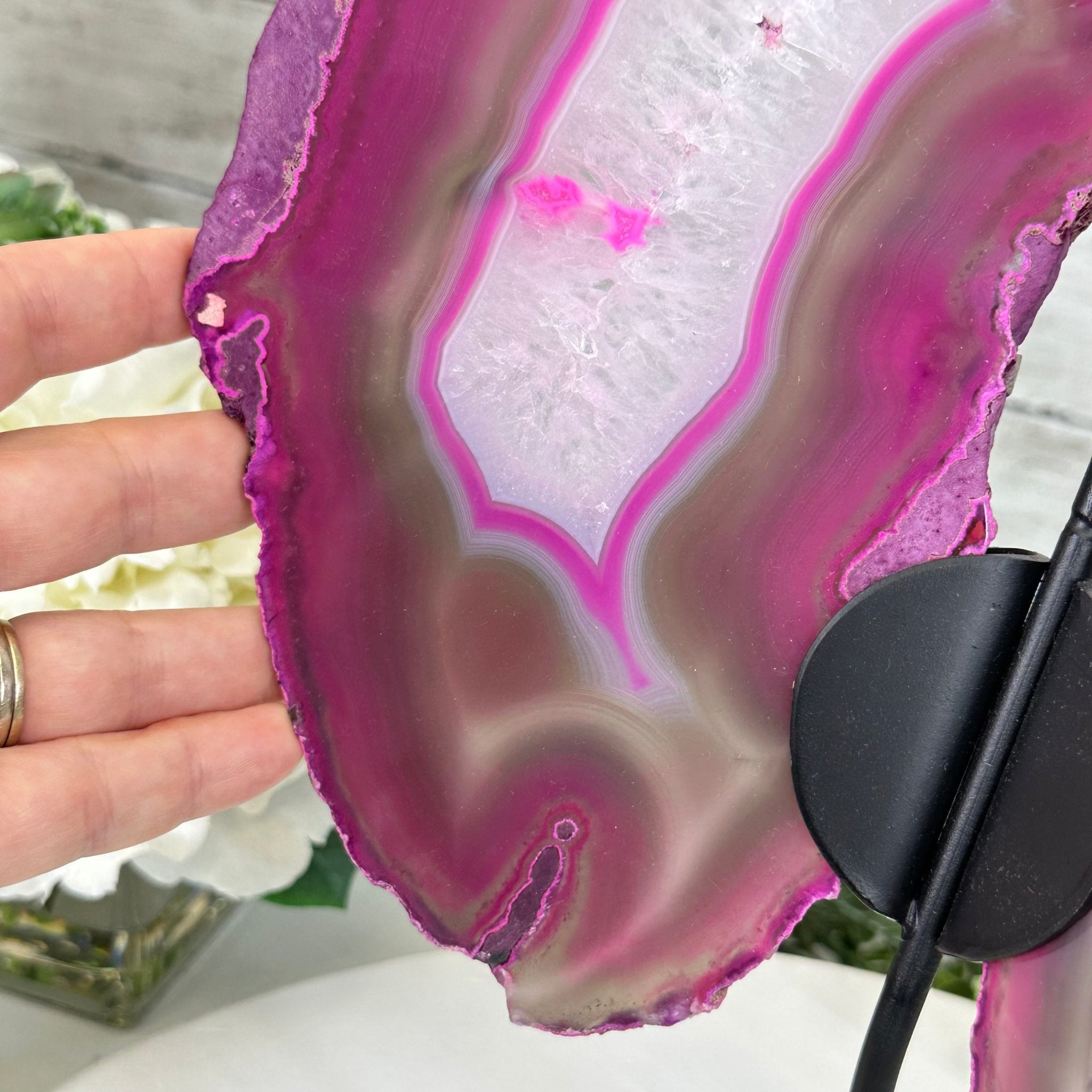 Brazilian Pink Agate "Butterfly Wings", Dyed Pink, 12.8" Tall #5050PA-069 by Brazil Gems - Brazil GemsBrazil GemsBrazilian Pink Agate "Butterfly Wings", Dyed Pink, 12.8" Tall #5050PA-069 by Brazil GemsAgate Butterfly Wings5050PA-069