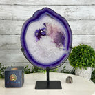 Brazilian Purple Agate Slice on Metal Base, 11.7" Tall #5065PU-047 - Brazil GemsBrazil GemsBrazilian Purple Agate Slice on Metal Base, 11.7" Tall #5065PU-047Slices on Fixed Bases5065PU-047
