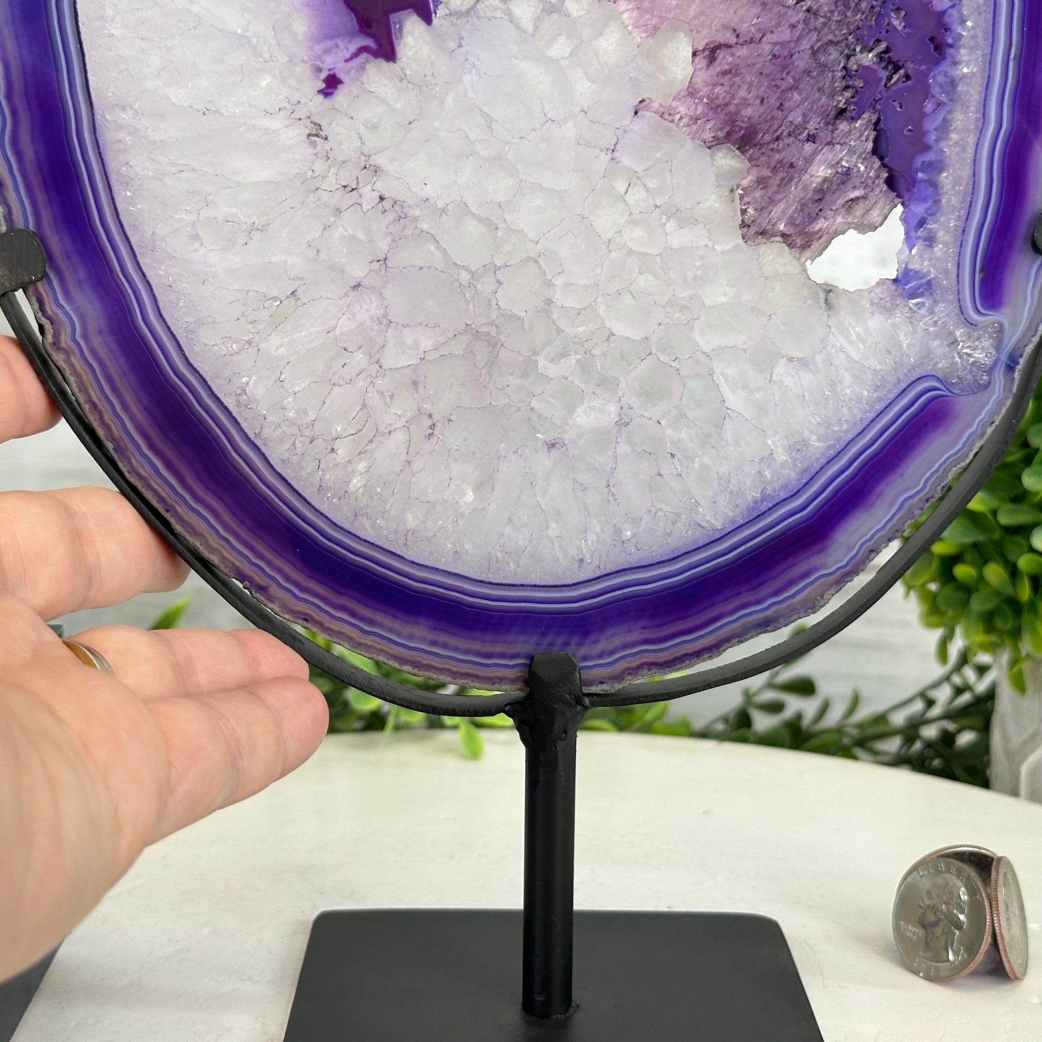 Brazilian Purple Agate Slice on Metal Base, 11.7" Tall #5065PU-047 - Brazil GemsBrazil GemsBrazilian Purple Agate Slice on Metal Base, 11.7" Tall #5065PU-047Slices on Fixed Bases5065PU-047