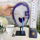 Brazilian Purple Agate Slice on Metal Base, 12.4" Tall Model #5065PU-045 by Brazil Gems - Brazil GemsBrazil GemsBrazilian Purple Agate Slice on Metal Base, 12.4" Tall Model #5065PU-045 by Brazil GemsSlices on Fixed Bases5065PU-045