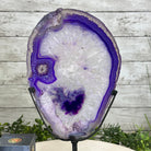 Brazilian Purple Agate Slice on Metal Base, 12.4" Tall Model #5065PU-045 by Brazil Gems - Brazil GemsBrazil GemsBrazilian Purple Agate Slice on Metal Base, 12.4" Tall Model #5065PU-045 by Brazil GemsSlices on Fixed Bases5065PU-045