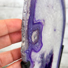 Brazilian Purple Agate Slice on Metal Base, 12.4" Tall Model #5065PU-045 by Brazil Gems - Brazil GemsBrazil GemsBrazilian Purple Agate Slice on Metal Base, 12.4" Tall Model #5065PU-045 by Brazil GemsSlices on Fixed Bases5065PU-045