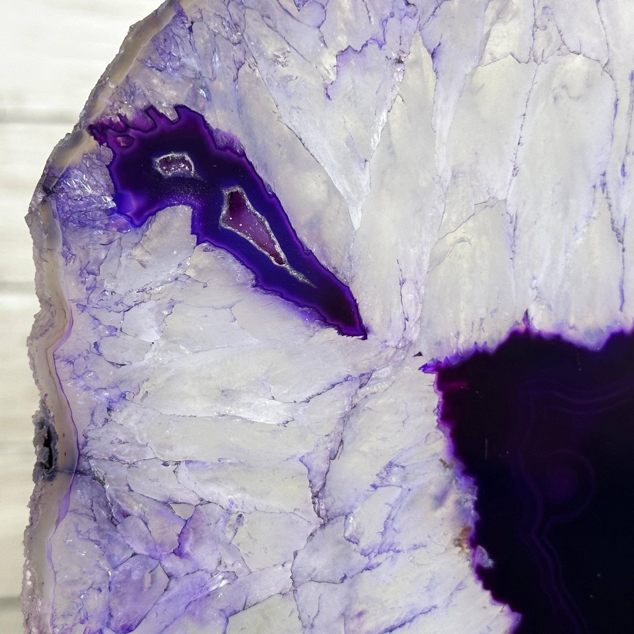 Brazilian Purple Agate Slice on Metal Base, 12.5" Tall Model #5065PU-052 by Brazil Gems - Brazil GemsBrazil GemsBrazilian Purple Agate Slice on Metal Base, 12.5" Tall Model #5065PU-052 by Brazil GemsSlices on Fixed Bases5065PU-052