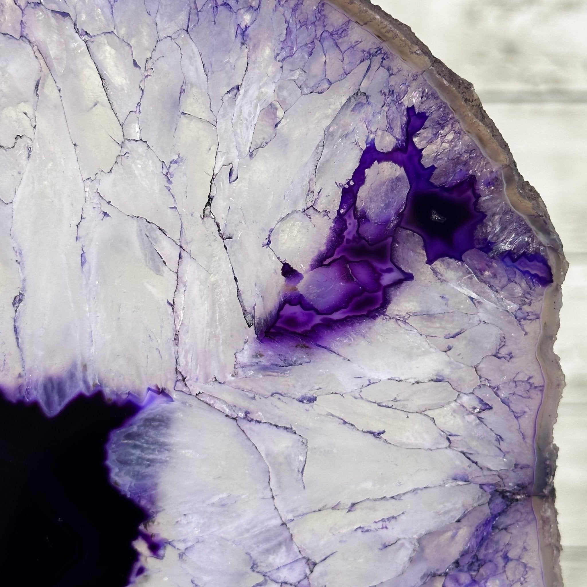 Brazilian Purple Agate Slice on Metal Base, 12.5" Tall Model #5065PU-052 by Brazil Gems - Brazil GemsBrazil GemsBrazilian Purple Agate Slice on Metal Base, 12.5" Tall Model #5065PU-052 by Brazil GemsSlices on Fixed Bases5065PU-052