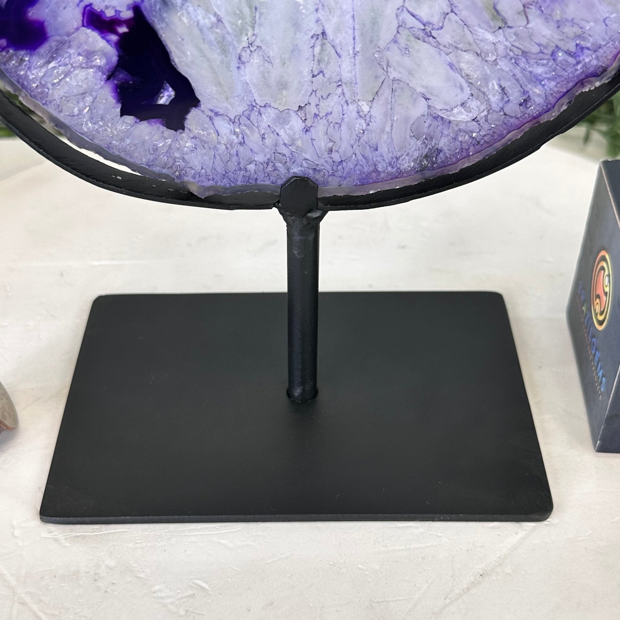 Brazilian Purple Agate Slice on Metal Base, 12.5" Tall Model #5065PU-052 by Brazil Gems - Brazil GemsBrazil GemsBrazilian Purple Agate Slice on Metal Base, 12.5" Tall Model #5065PU-052 by Brazil GemsSlices on Fixed Bases5065PU-052