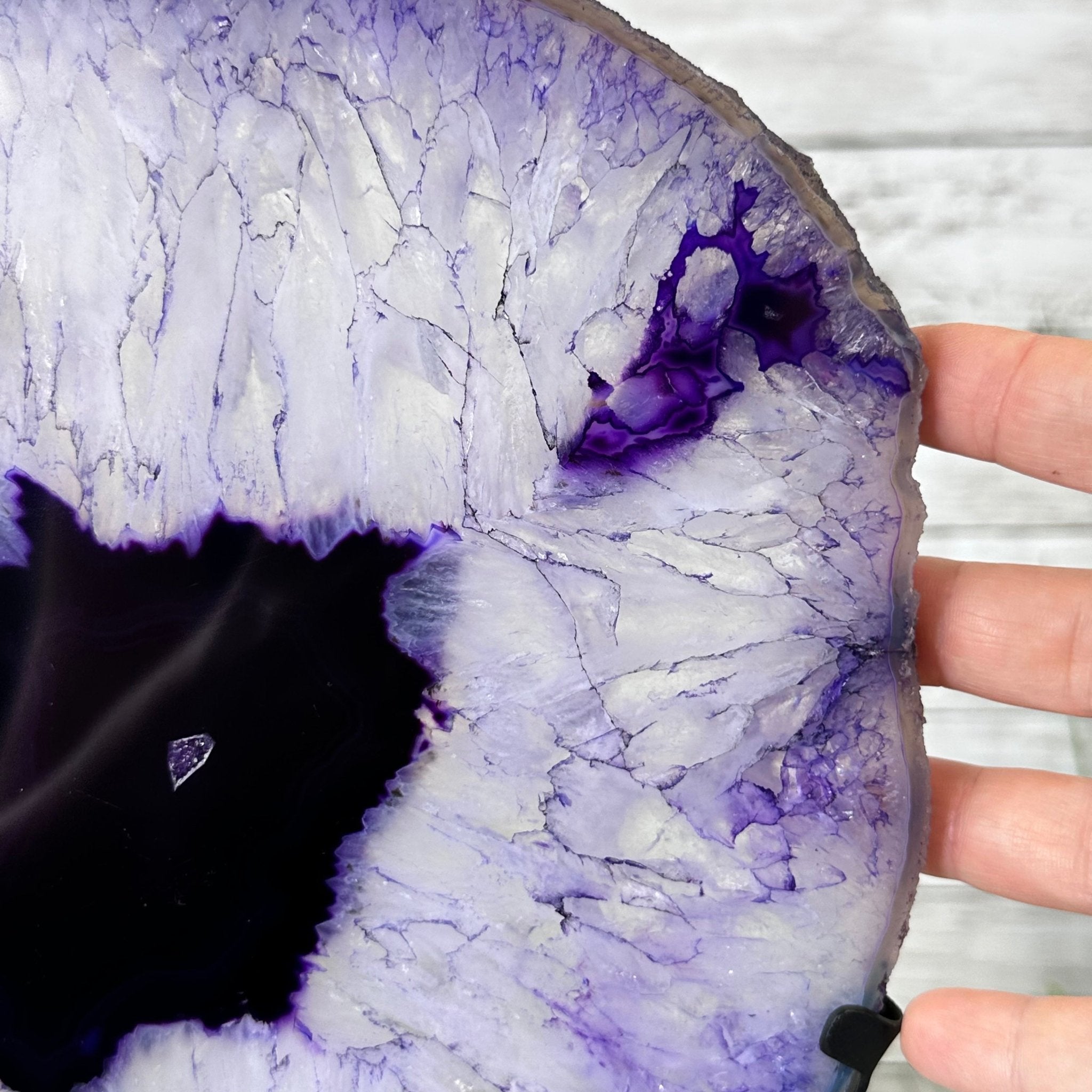 Brazilian Purple Agate Slice on Metal Base, 12.5" Tall Model #5065PU-052 by Brazil Gems - Brazil GemsBrazil GemsBrazilian Purple Agate Slice on Metal Base, 12.5" Tall Model #5065PU-052 by Brazil GemsSlices on Fixed Bases5065PU-052