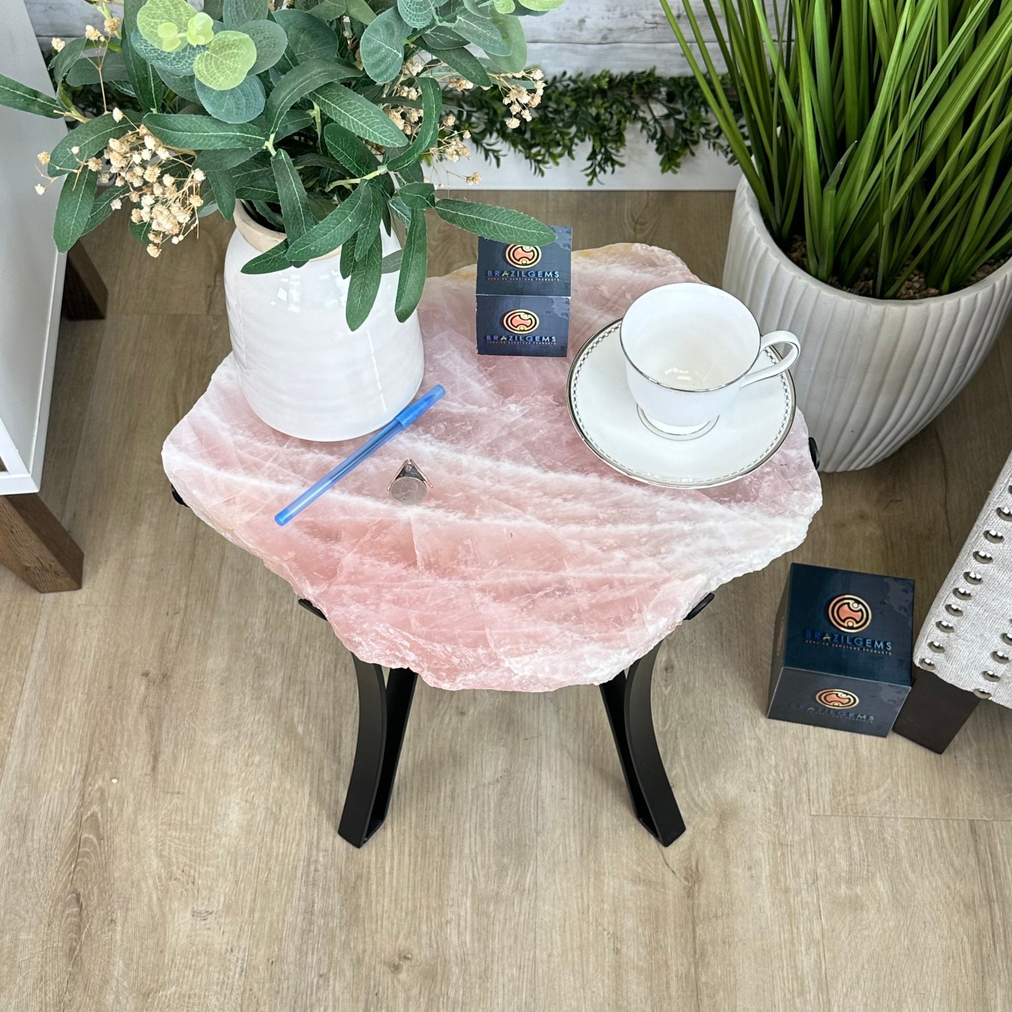 Brazilian Rose Quartz Coffee Table, 17.6" Long, 15.5" Tall #1394RQ-001 - Brazil GemsBrazil GemsBrazilian Rose Quartz Coffee Table, 17.6" Long, 15.5" Tall #1394RQ-001Tables: Coffee1394RQ-001