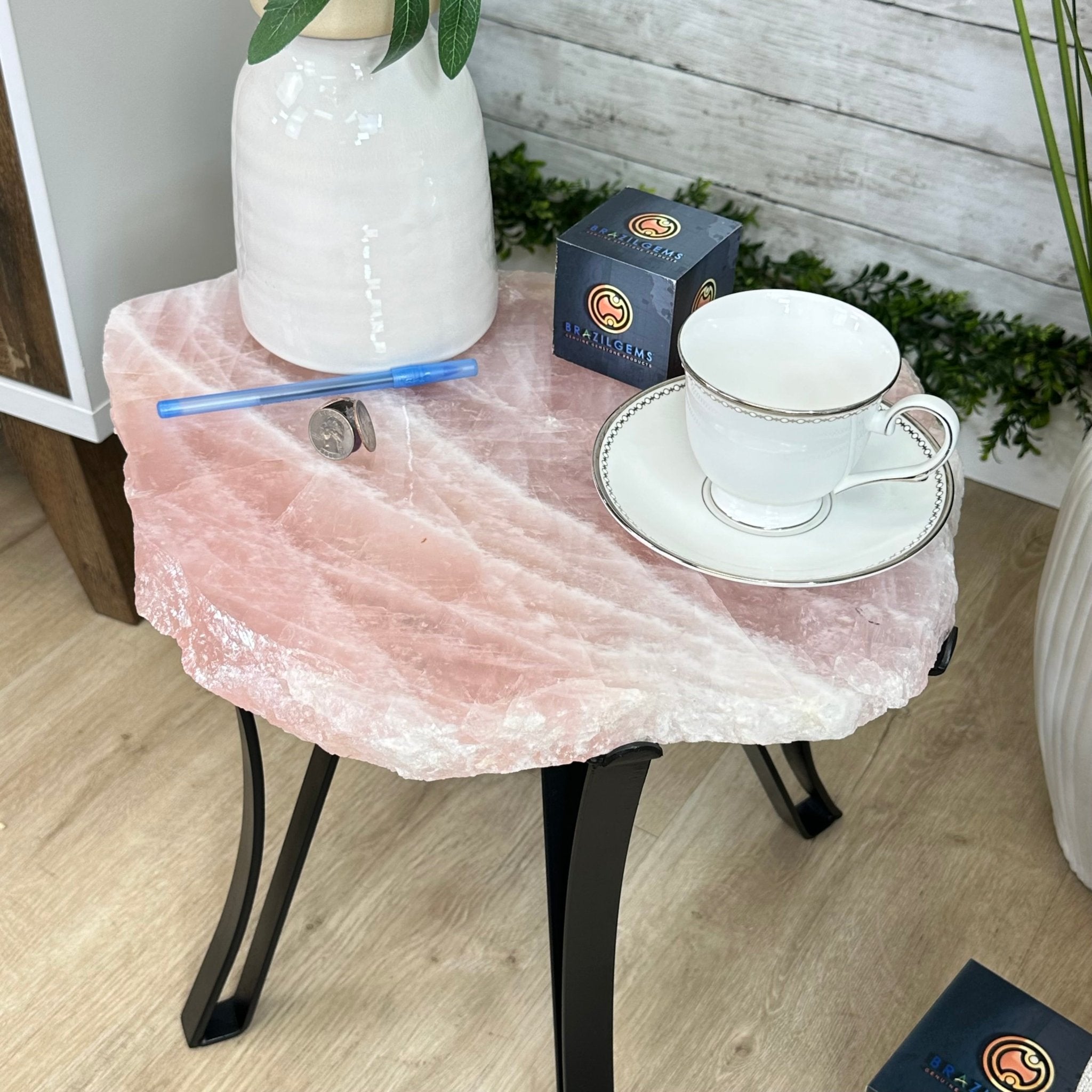 Brazilian Rose Quartz Coffee Table, 17.6" Long, 15.5" Tall #1394RQ-001 - Brazil GemsBrazil GemsBrazilian Rose Quartz Coffee Table, 17.6" Long, 15.5" Tall #1394RQ-001Tables: Coffee1394RQ-001