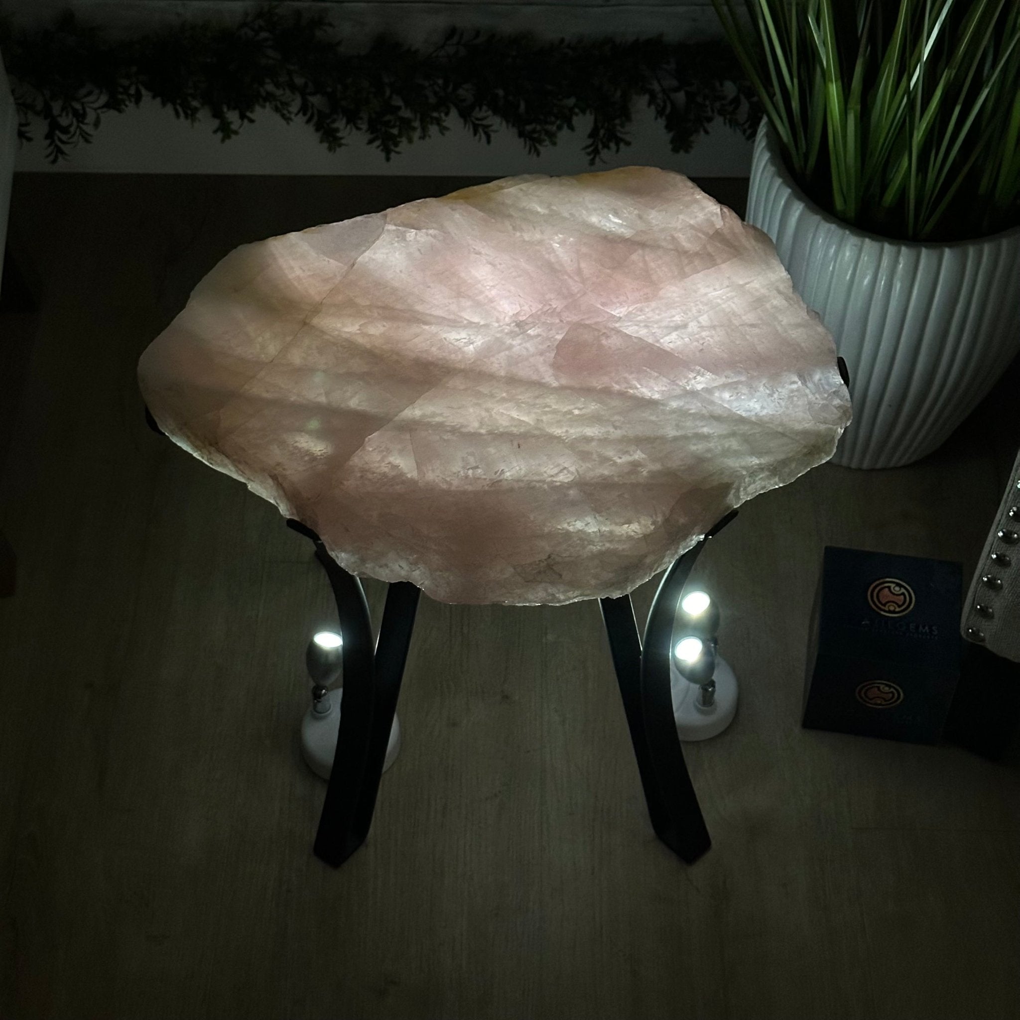 Brazilian Rose Quartz Coffee Table, 17.6" Long, 15.5" Tall #1394RQ-001 - Brazil GemsBrazil GemsBrazilian Rose Quartz Coffee Table, 17.6" Long, 15.5" Tall #1394RQ-001Tables: Coffee1394RQ-001