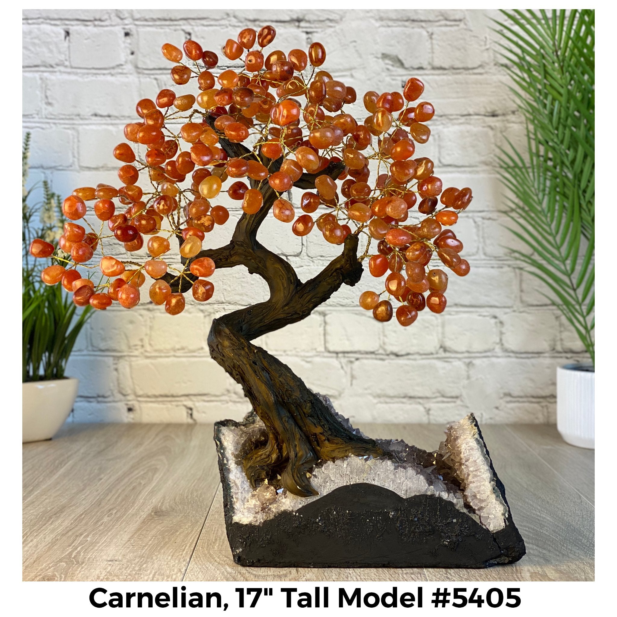Carnelian 17" Tall Handmade Gemstone Tree on a Crystal base, 240 Gems #5405CARN - Brazil GemsBrazil GemsCarnelian 17" Tall Handmade Gemstone Tree on a Crystal base, 240 Gems #5405CARNGemstone Trees5405CARN