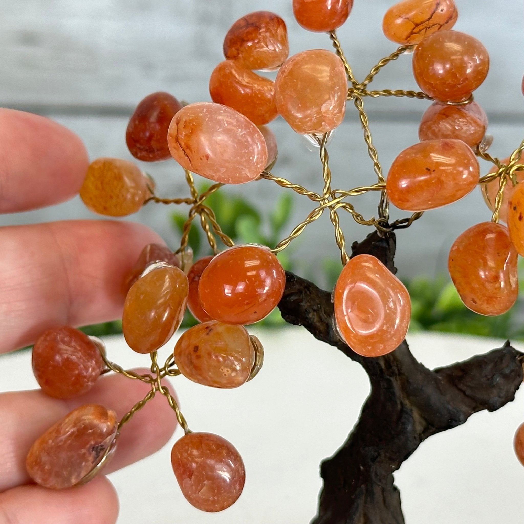 Carnelian 5" Tall Handmade Gemstone Tree on a Crystal base, 35 Gems #5401CARN - Brazil GemsBrazil GemsCarnelian 5" Tall Handmade Gemstone Tree on a Crystal base, 35 Gems #5401CARNGemstone Trees5401CARN