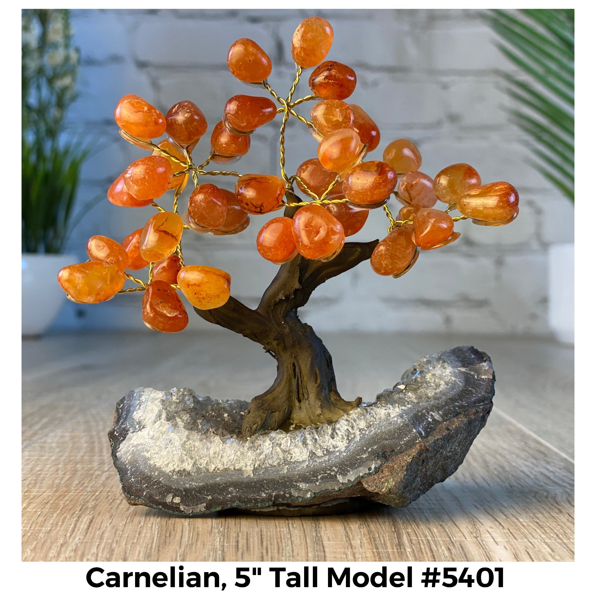 Carnelian 5" Tall Handmade Gemstone Tree on a Crystal base, 35 Gems #5401CARN - Brazil GemsBrazil GemsCarnelian 5" Tall Handmade Gemstone Tree on a Crystal base, 35 Gems #5401CARNGemstone Trees5401CARN