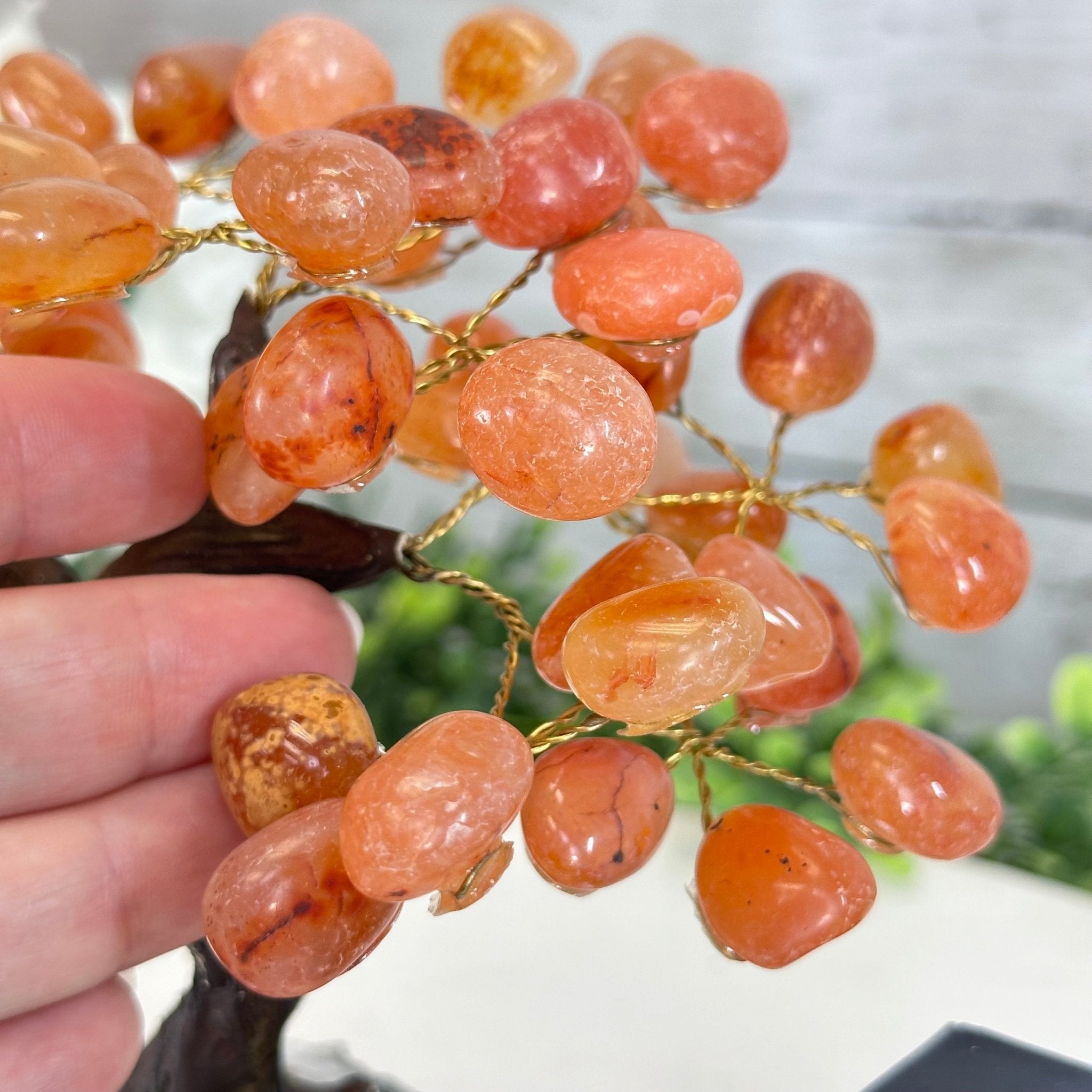 Carnelian 7" Tall Handmade Gemstone Tree on a Crystal base, 60 Gems #5402CARN - Brazil GemsBrazil GemsCarnelian 7" Tall Handmade Gemstone Tree on a Crystal base, 60 Gems #5402CARNGemstone Trees5402CARN