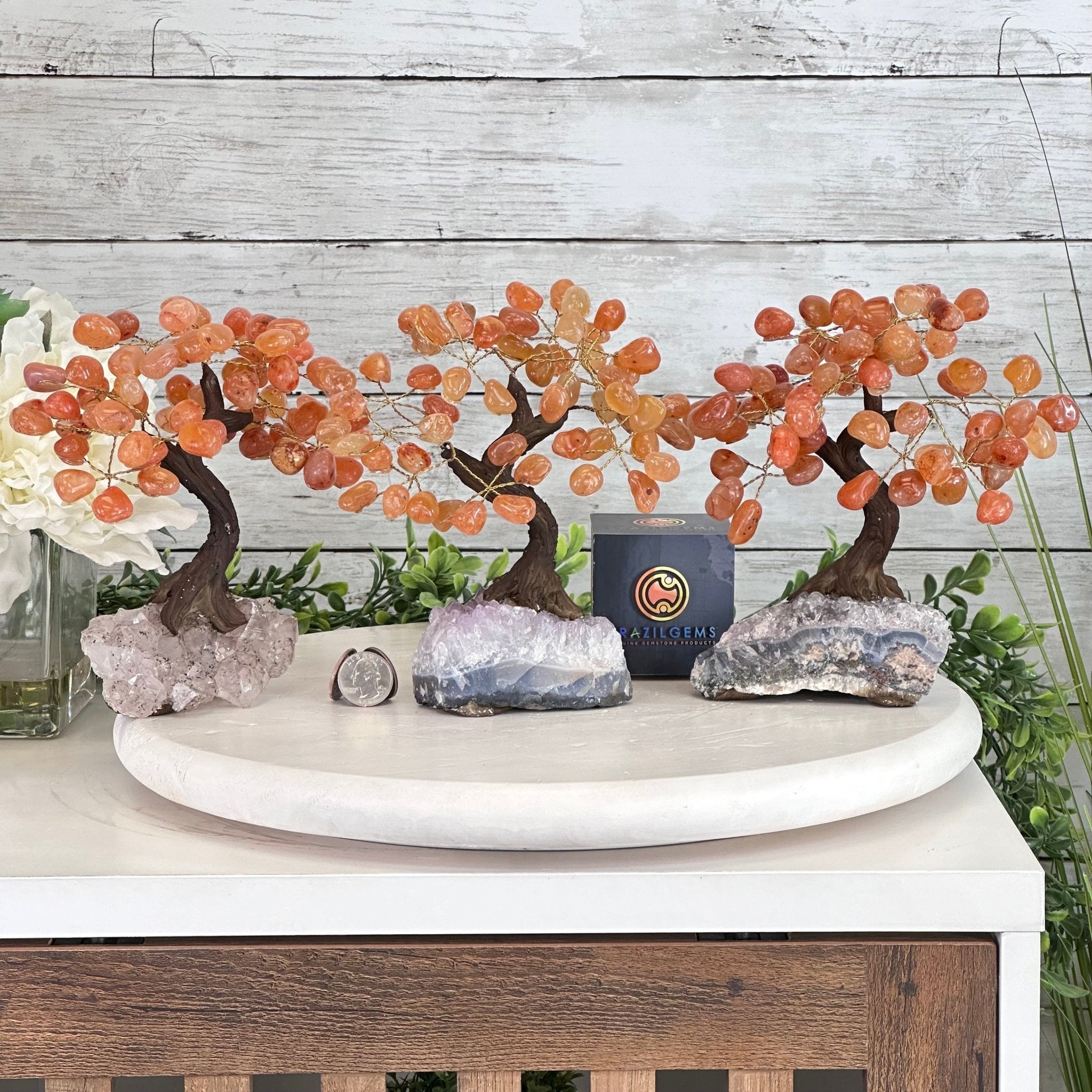 Carnelian 7" Tall Handmade Gemstone Tree on a Crystal base, 60 Gems #5402CARN - Brazil GemsBrazil GemsCarnelian 7" Tall Handmade Gemstone Tree on a Crystal base, 60 Gems #5402CARNGemstone Trees5402CARN