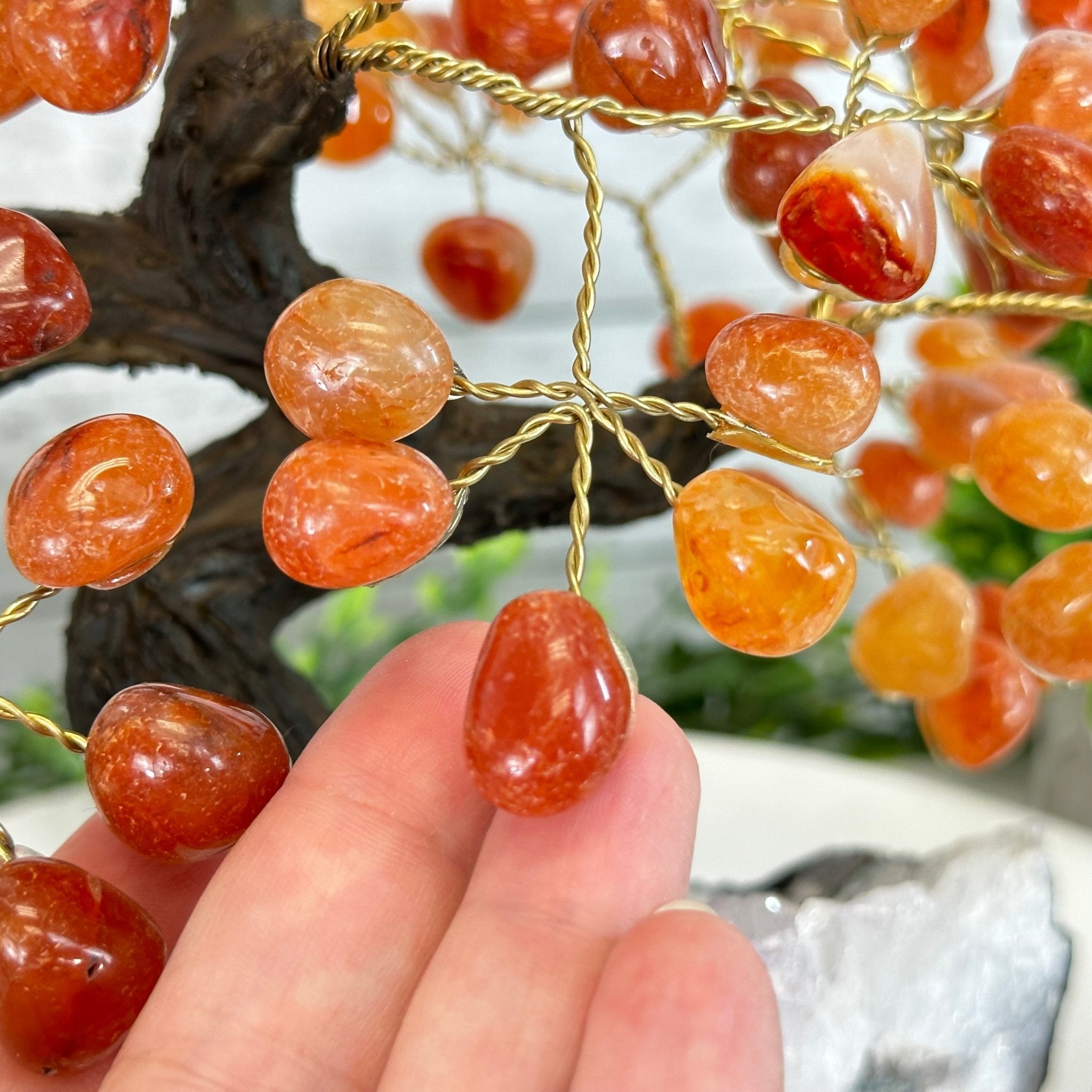 Carnelian 9" Tall Handmade Gemstone Tree on a Crystal base, 120 Gems #5403CARN - Brazil GemsBrazil GemsCarnelian 9" Tall Handmade Gemstone Tree on a Crystal base, 120 Gems #5403CARNGemstone Trees5403CARN