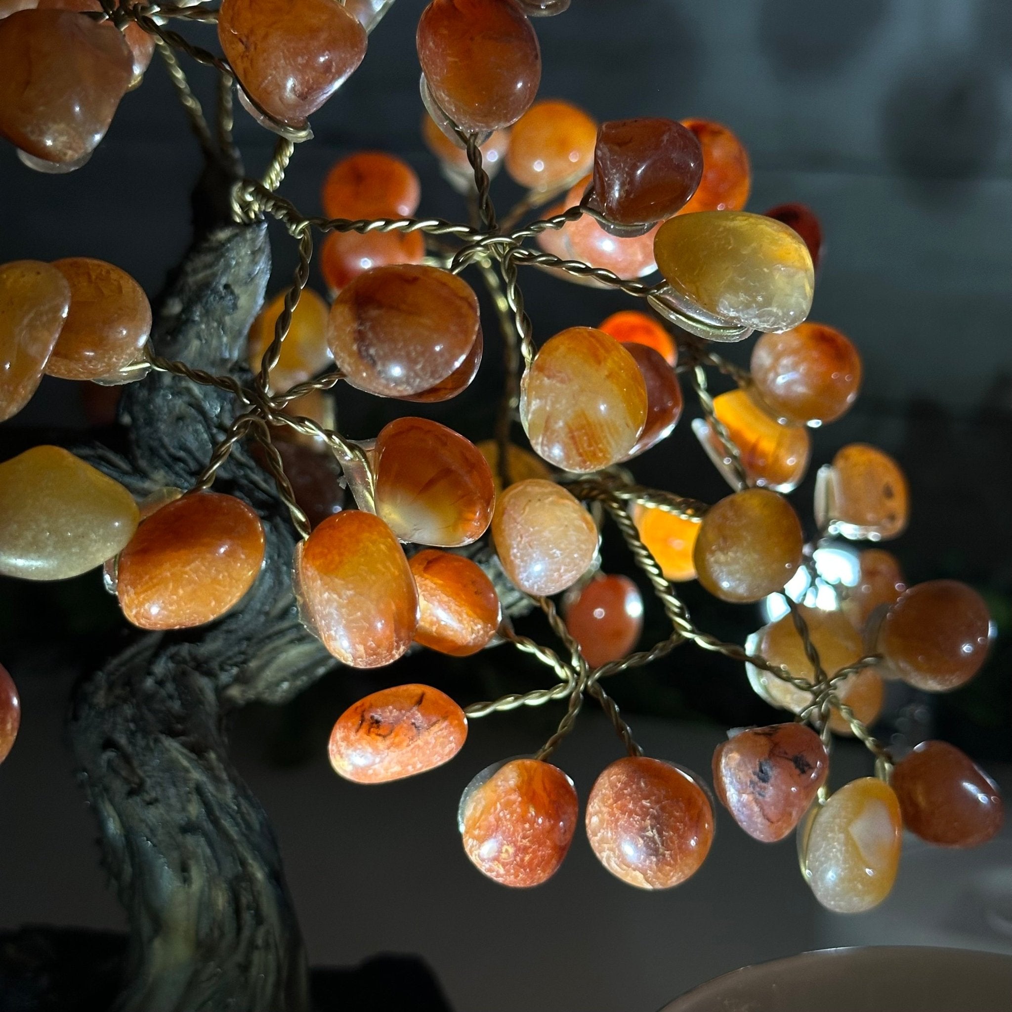 Carnelian 9" Tall Handmade Gemstone Tree on a Crystal base, 120 Gems #5403CARN - Brazil GemsBrazil GemsCarnelian 9" Tall Handmade Gemstone Tree on a Crystal base, 120 Gems #5403CARNGemstone Trees5403CARN