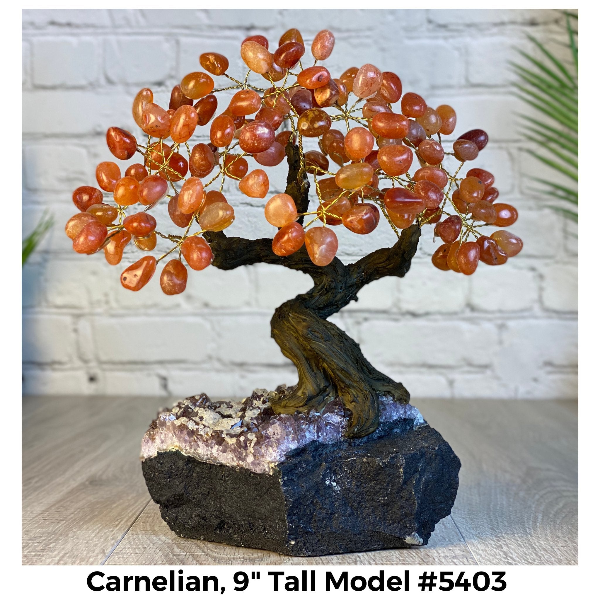 Carnelian 9" Tall Handmade Gemstone Tree on a Crystal base, 120 Gems #5403CARN - Brazil GemsBrazil GemsCarnelian 9" Tall Handmade Gemstone Tree on a Crystal base, 120 Gems #5403CARNGemstone Trees5403CARN